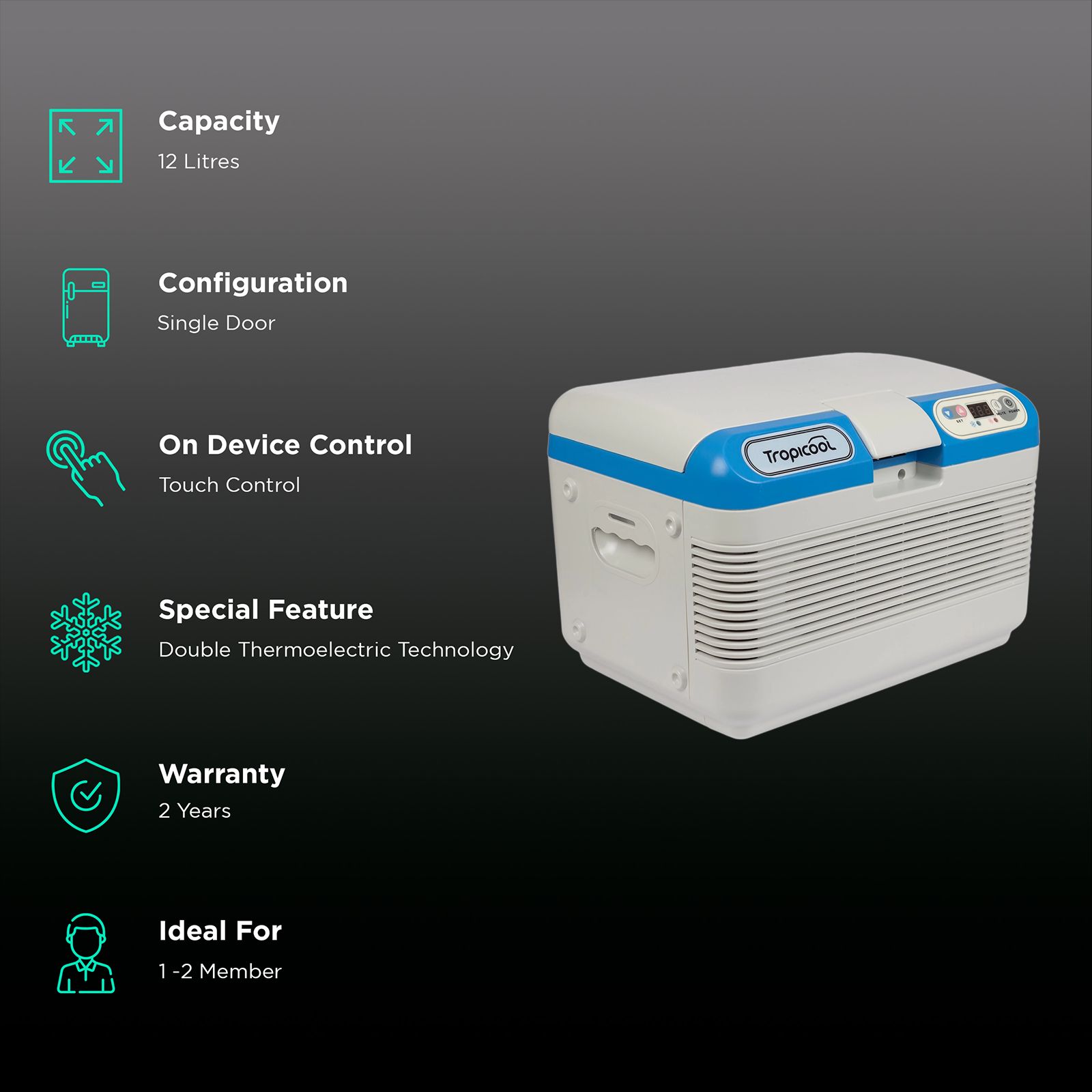 Tropicool Chiller 12 Litres Single Door Car Refrigerator Cum Warmer (Double Thermoelectric Cooling Technology, 12AD, Grey) Tropicool Chiller 12 Litres Single Door Car Refrigerator Cum Warmer (Double Thermoelectric Cooling Technology, 12AD, Grey)_2