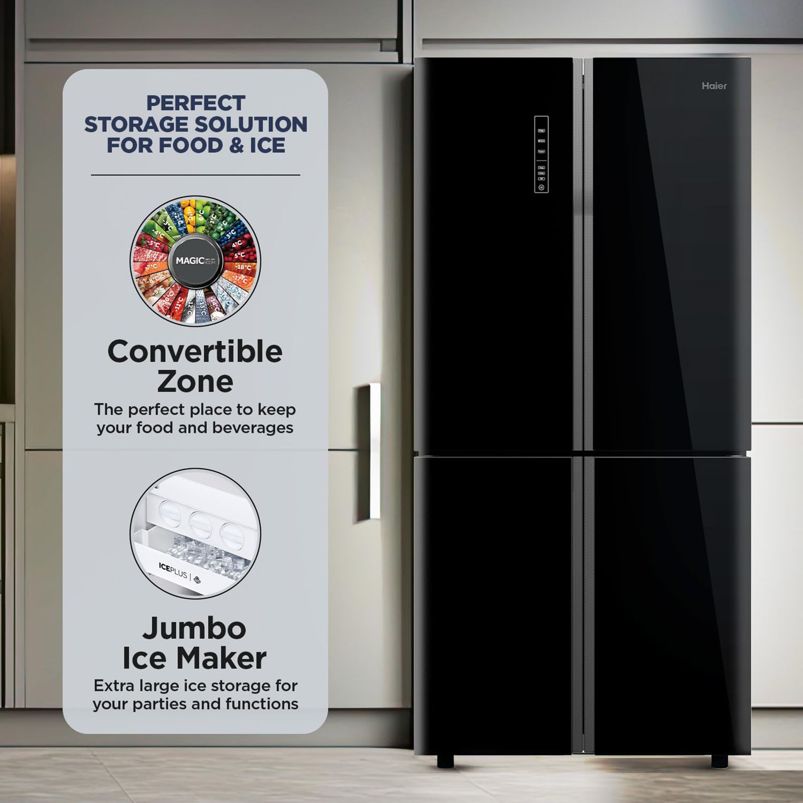 Haier 712 Litres A++ Frost Free French Door Refrigerator with Multi Air Flow System (HRB-738BG, Black Glass) Haier 712 Litres A++ Frost Free French Door Refrigerator with Multi Air Flow System (HRB-738BG, Black Glass)_18