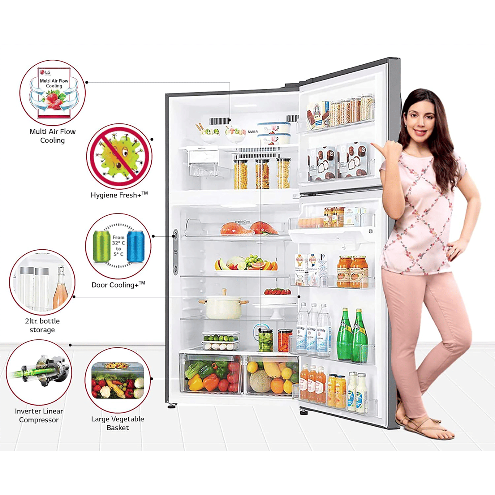 LG 592 Litres 3 Star Frost Free Double Door Smart Wi-Fi Enabled Refrigerator with Door Cooling Plus Technology (GR-H812HLHQ.APZQEB, Platinum Silver III) LG 592 Litres 3 Star Frost Free Double Door Smart Wi-Fi Enabled Refrigerator with Door Cooling Plus Technology (GR-H812HLHQ.APZQEB, Platinum Silver III)_12