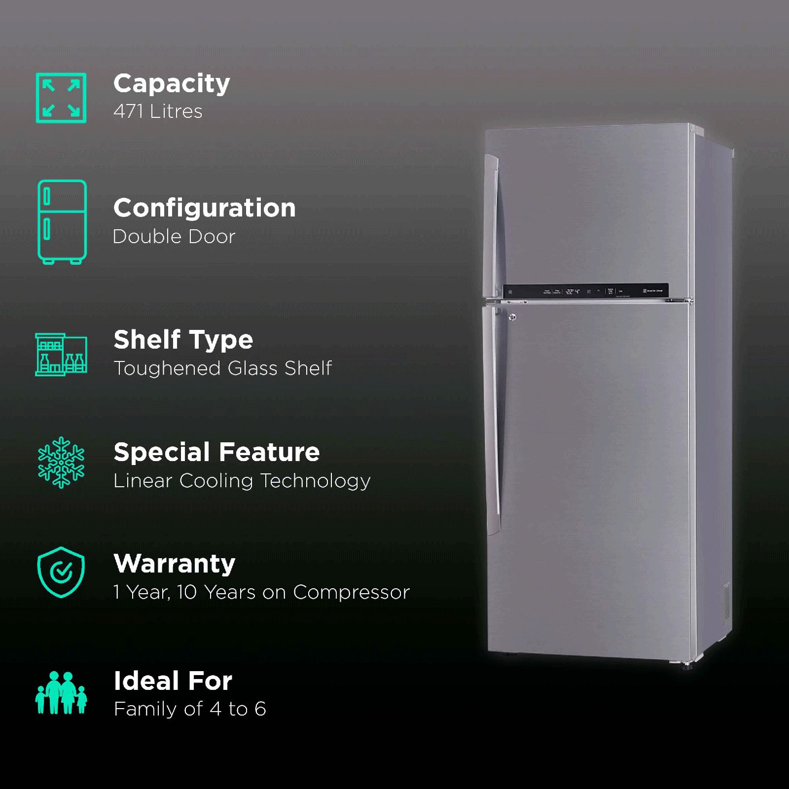 LG 471 Litres 3 Star Frost Free Double Door Smart Wi-Fi Enabled Refrigerator with Door Cooling Plus Technology (GL-T502FPZ3.DPZZEB, Shiny Steel) LG 471 Litres 3 Star Frost Free Double Door Smart Wi-Fi Enabled Refrigerator with Door Cooling Plus Technology (GL-T502FPZ3.DPZZEB, Shiny Steel)_2