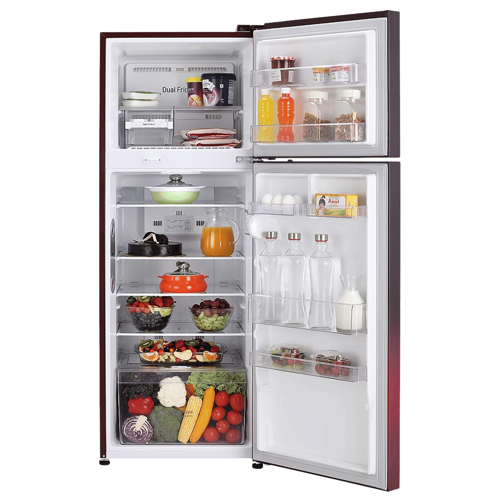 LG 308 Litres 3 Star Frost Free Double Door Convertible Refrigerator with Stabilizer Free Operation (GL-T322RSPN.BSPZEB, Scarlet Plumeria) LG 308 Litres 3 Star Frost Free Double Door Convertible Refrigerator with Stabilizer Free Operation (GL-T322RSPN.BSPZEB, Scarlet Plumeria)_5