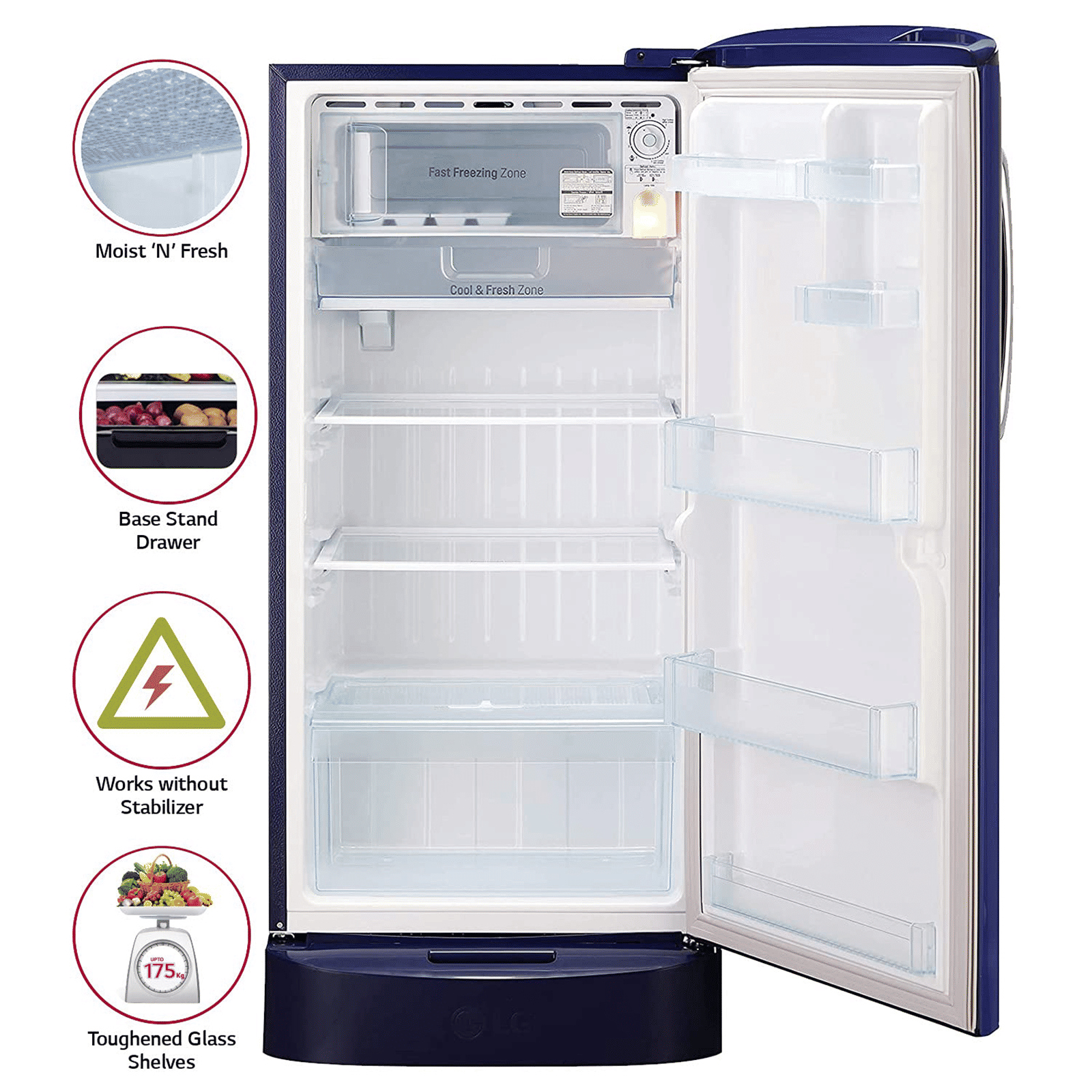 LG 205 Litres 4 Star Direct Cool Single Door Refrigerator with Stabilizer Free Operation (GL-D221ABCY.DBCZEB, Blue Charm) LG 205 Litres 4 Star Direct Cool Single Door Refrigerator with Stabilizer Free Operation (GL-D221ABCY.DBCZEB, Blue Charm)_14