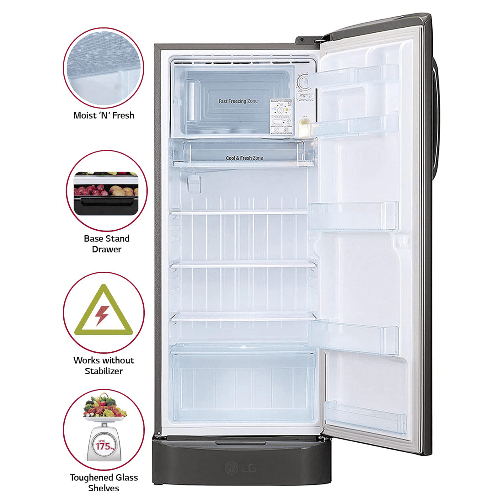 LG 235 Litres 3 Star Direct Cool Single Door Refrigerator with Stabilizer Free Operation (GL-D241APZD.DPZZEB, Shiny Steel) LG 235 Litres 3 Star Direct Cool Single Door Refrigerator with Stabilizer Free Operation (GL-D241APZD.DPZZEB, Shiny Steel)_11