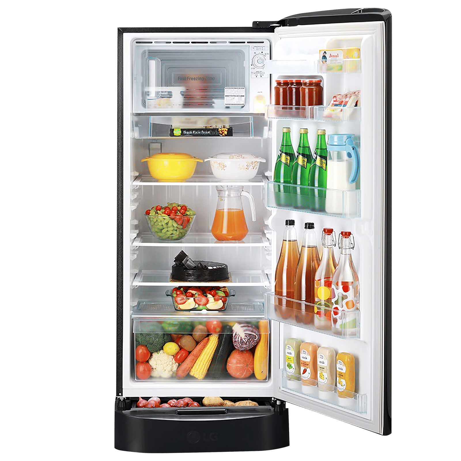 LG 235 Litres 4 Star Direct Cool Single Door Refrigerator with Stabilizer Free Operation (GL-D241AESY.DESZEB, Ebony Sheen)_5