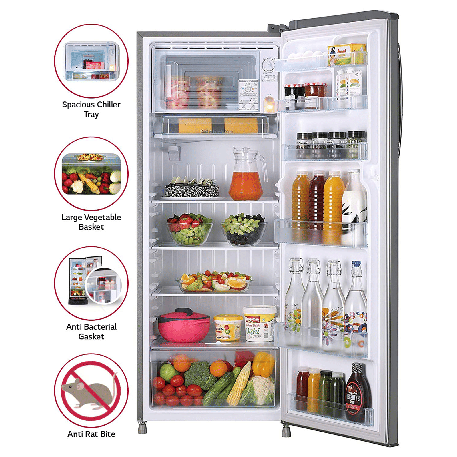 LG 261 Litres 3 Star Direct Cool Single Door Refrigerator with Stabilizer Free Operation (GL-B281BPZX.DPZZEB, Shiny Steel) LG 261 Litres 3 Star Direct Cool Single Door Refrigerator with Stabilizer Free Operation (GL-B281BPZX.DPZZEB, Shiny Steel)_12