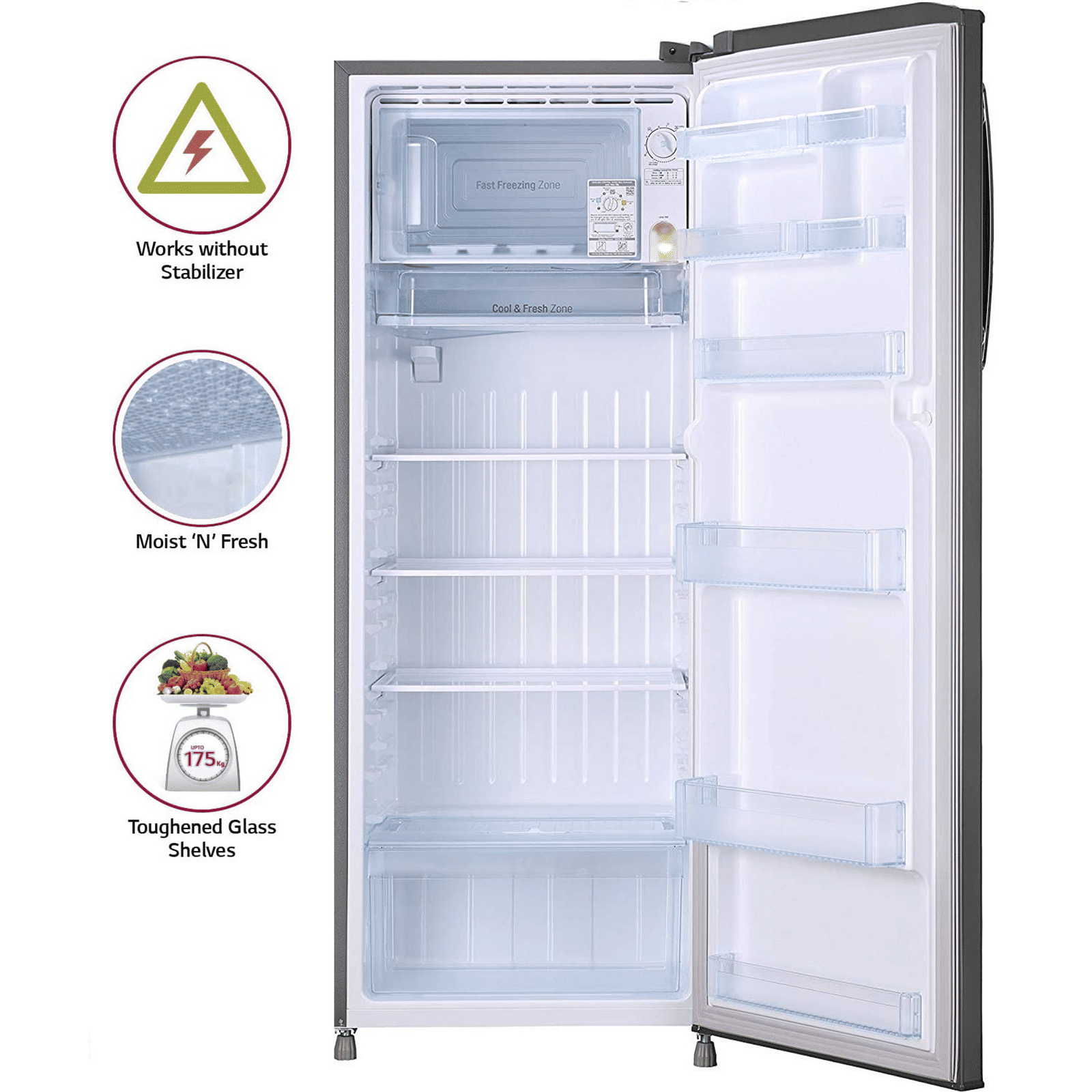 LG 261 Litres 3 Star Direct Cool Single Door Refrigerator with Stabilizer Free Operation (GL-B281BPZX.DPZZEB, Shiny Steel) LG 261 Litres 3 Star Direct Cool Single Door Refrigerator with Stabilizer Free Operation (GL-B281BPZX.DPZZEB, Shiny Steel)_13