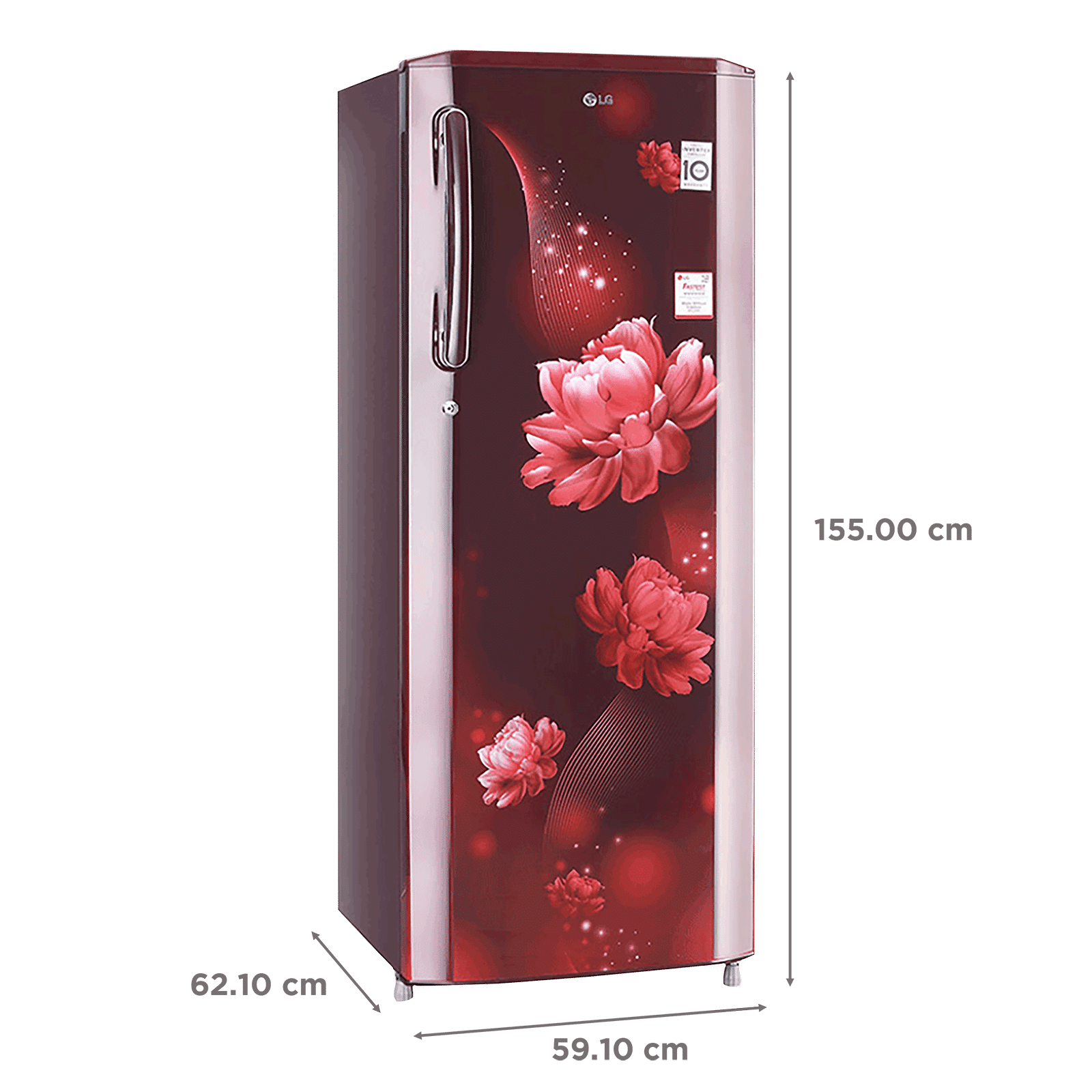 LG 261 Litres 3 Star Direct Cool Single Door Refrigerator with Stabilizer Free Operation (GL-B281BSCX.DSCZEB, Scarlet Charm)_3