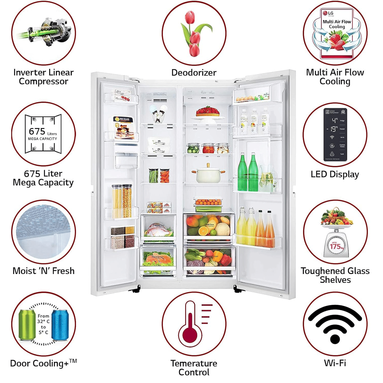 LG 675 Litres Frost Free Side by Side Door Smart Wifi Enabled Refrigerator with Hygiene Fresh Plus (GC-C247UGLW.BLWQEB, Linen White) LG 675 Litres Frost Free Side by Side Door Smart Wifi Enabled Refrigerator with Hygiene Fresh Plus (GC-C247UGLW.BLWQEB, Linen White)_13