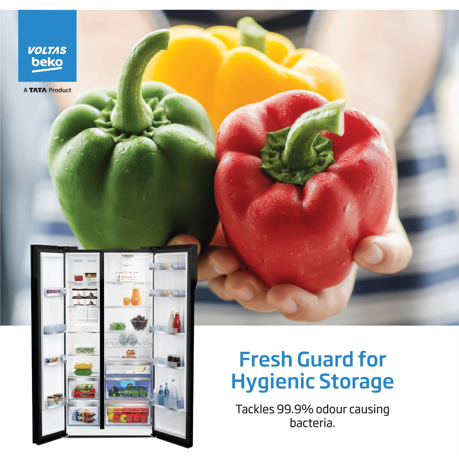 VOLTAS beko 640 Litres Frost Free Side by Side Refrigerator with Neo Frost Dual Cooling (RSB665GBRF, Glass Black) VOLTAS beko 640 Litres Frost Free Side by Side Refrigerator with Neo Frost Dual Cooling (RSB665GBRF, Glass Black)_6