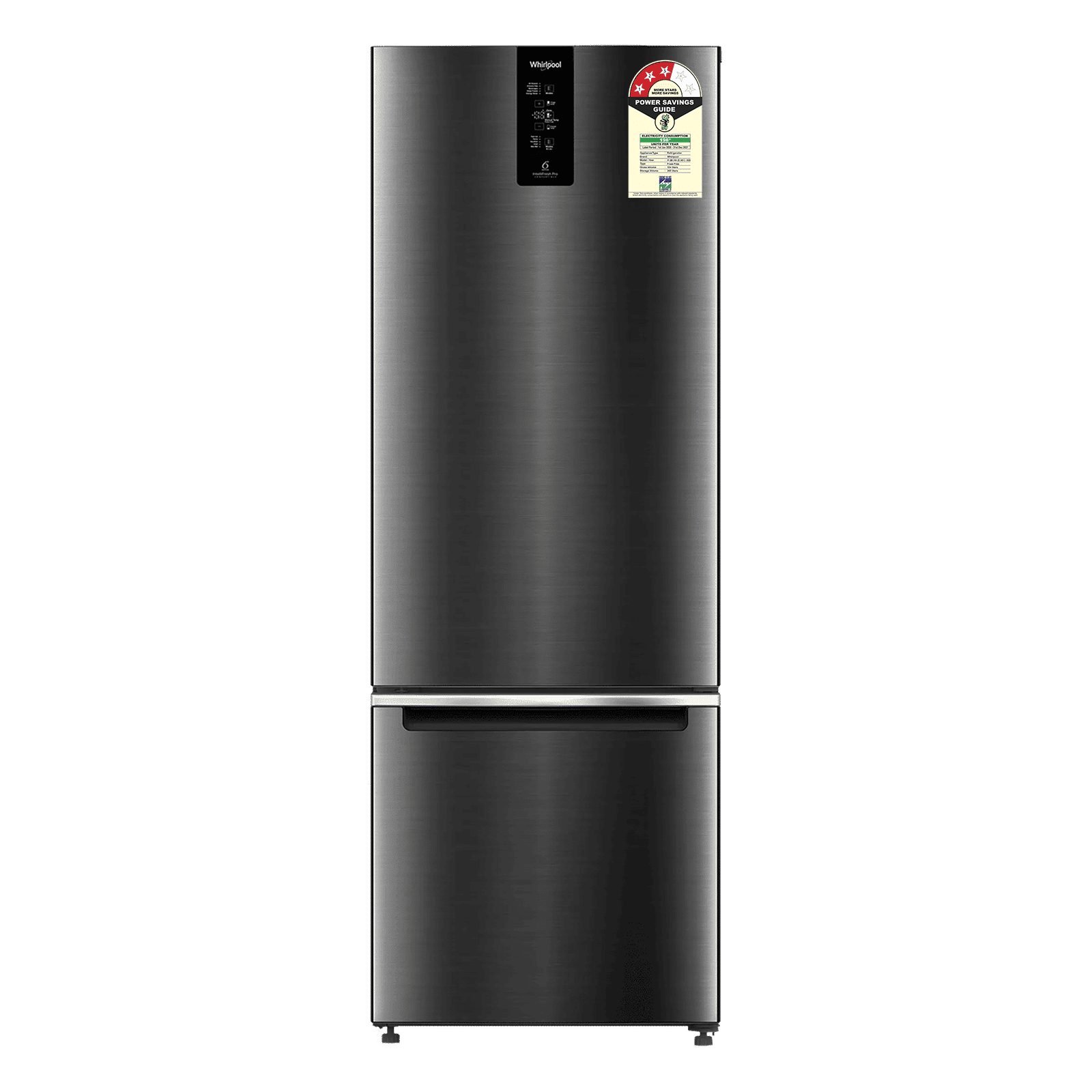 Whirlpool 325 Litres 3 Star Frost Free Double Door Bottom Mount Convertible Refrigerator with Adaptive Intelligence Technology (IFPRO BM INV CNV, Steel Onyx)_1