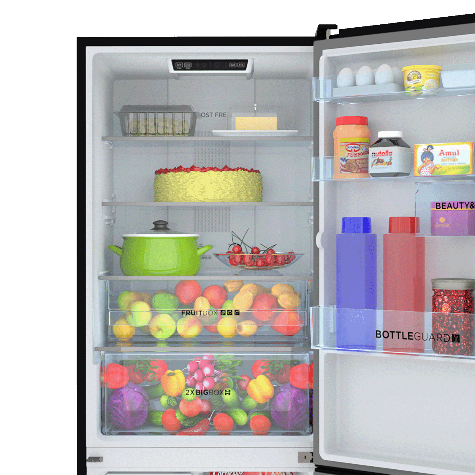 Haier 237 Litres 4 Star Frost Free Double Door Bottom Mount Convertible Refrigerator with Turbo Cooling Technology (HRB-2764PSG-E, Spiral Glass Black) Haier 237 Litres 4 Star Frost Free Double Door Bottom Mount Convertible Refrigerator with Turbo Cooling Technology (HRB-2764PSG-E, Spiral Glass Black)_4