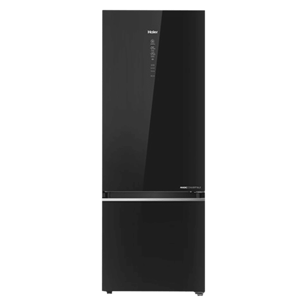 Haier 376 Litres 3 Star Frost Free Double Door Bottom Mount Convertible Refrigerator with Magic Cooling Technology (HRB-3964PKG-E, Black Glass)_1