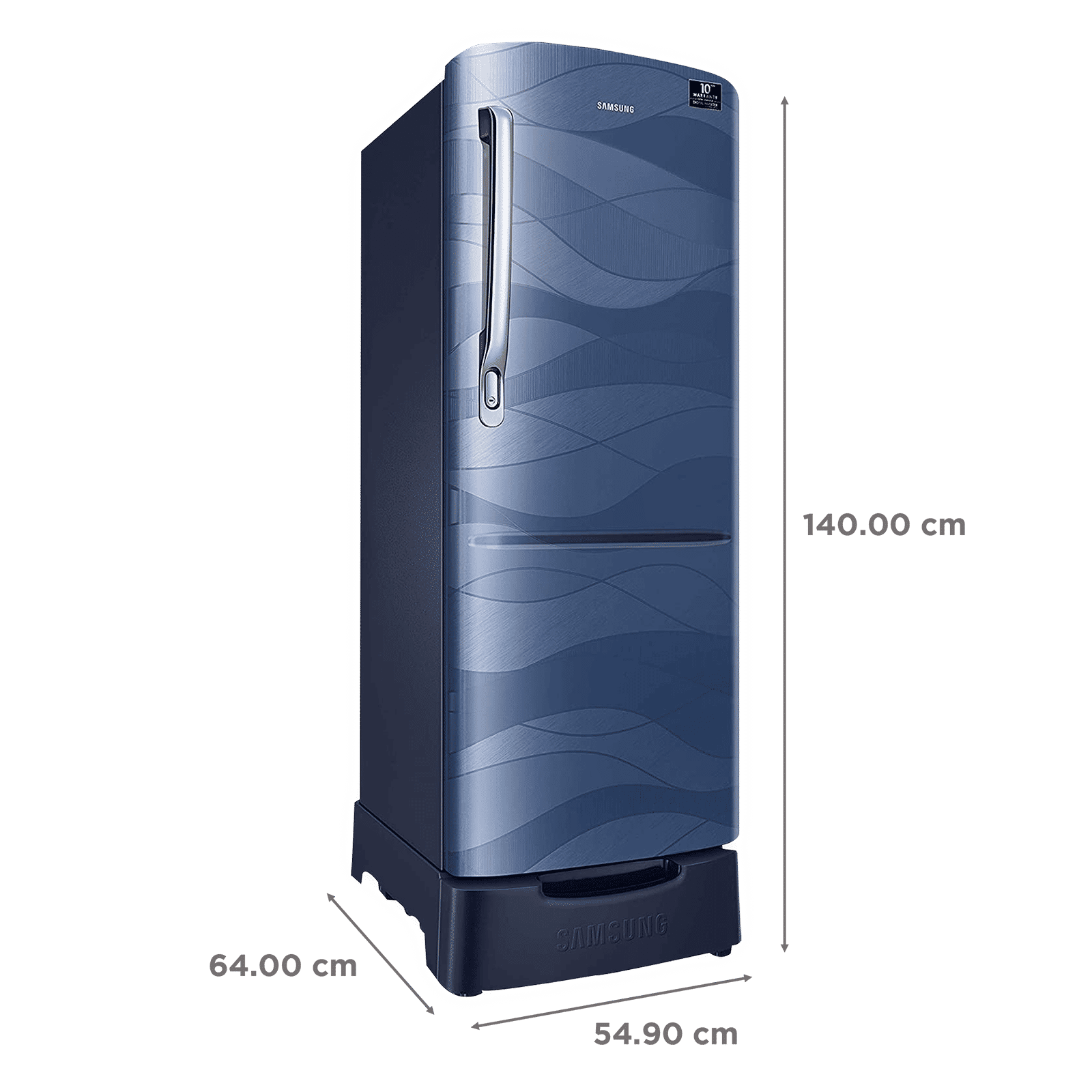 SAMSUNG Stylish Grande 212 Litres 4 Star Direct Cool Single Door Refrigerator with Base Stand Drawer (RR22T385XUV/HL, Blue)_3