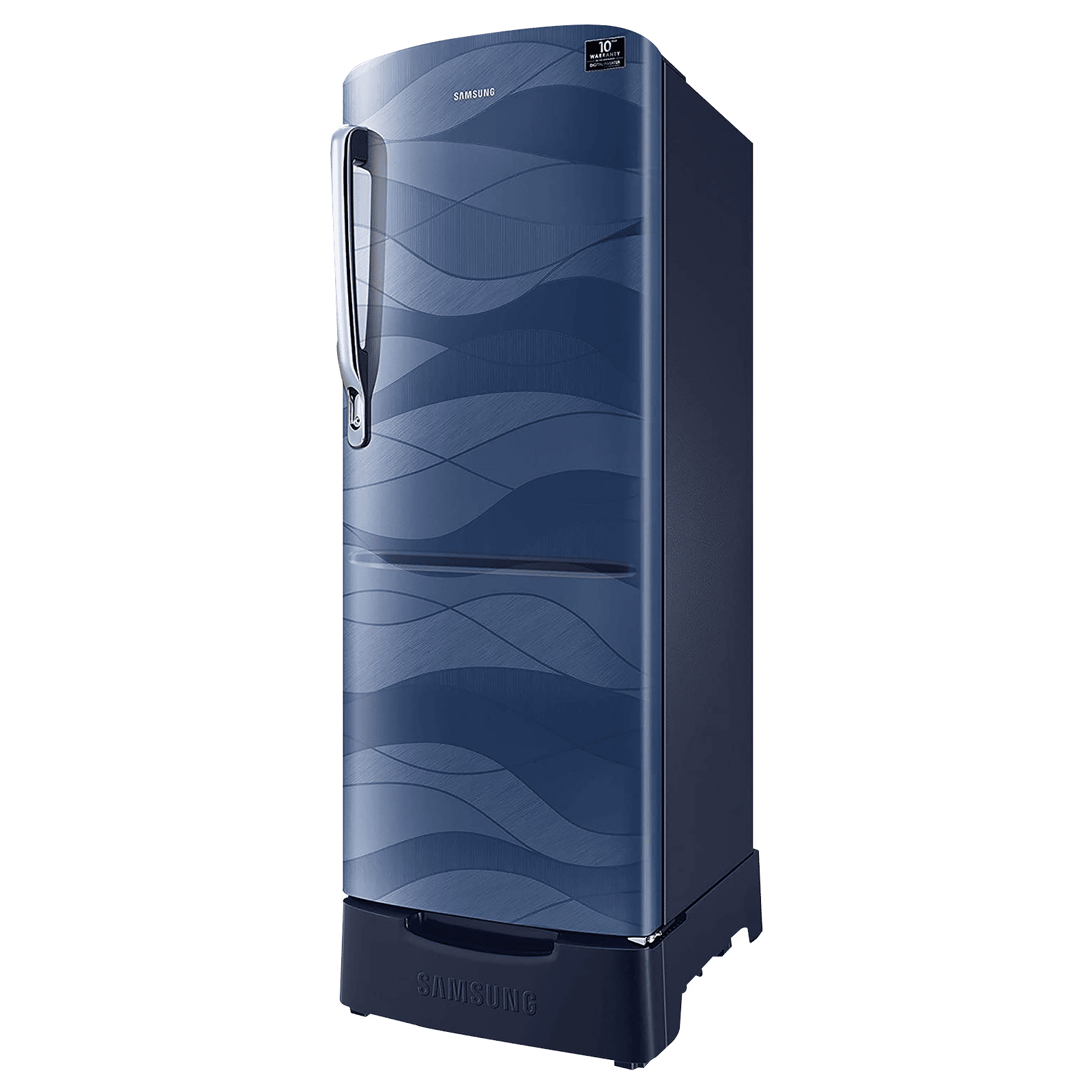 SAMSUNG Stylish Grande 212 Litres 4 Star Direct Cool Single Door Refrigerator with Base Stand Drawer (RR22T385XUV/HL, Blue)_4