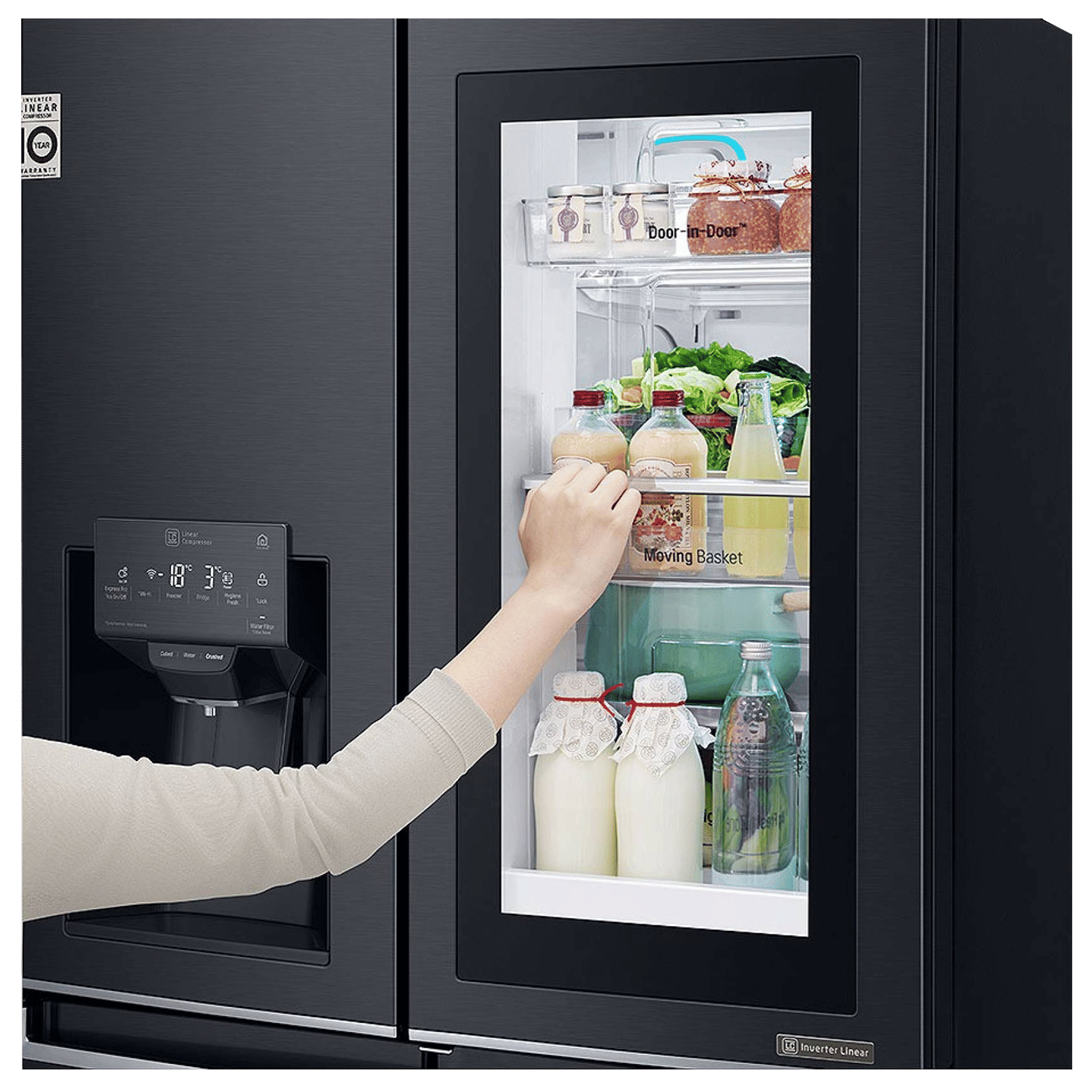 LG 889 Litres 2 Star Frost Free French Door Smart Wi-Fi Enabled Refrigerator with InstaView Door-in-Door (GR-X31FMQHL, Matte Black)_14