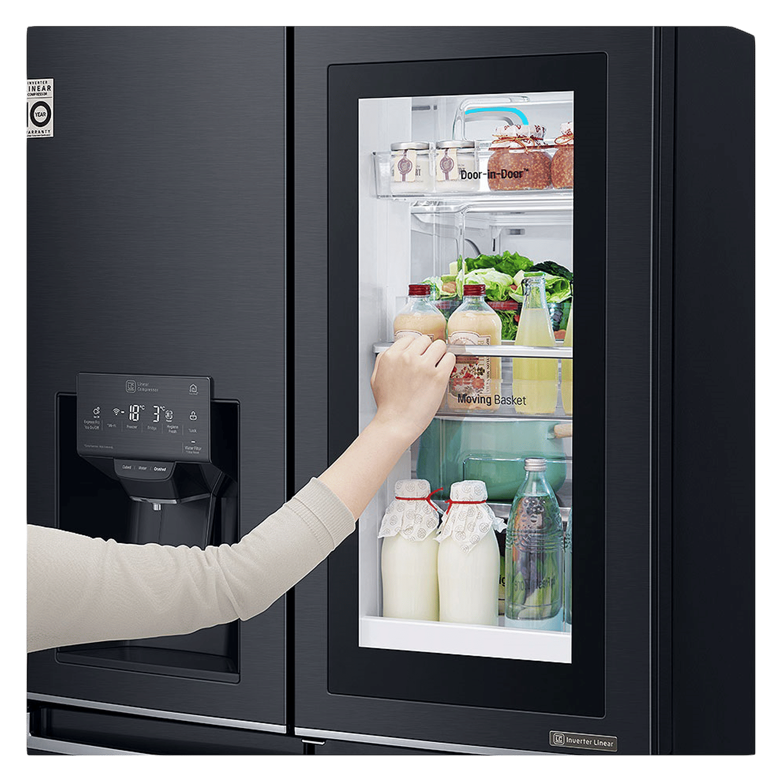 LG 889 Litres 2 Star Frost Free French Door Smart Wi-Fi Enabled Refrigerator with InstaView Door-in-Door (GR-X31FMQHL, Matte Black)_8