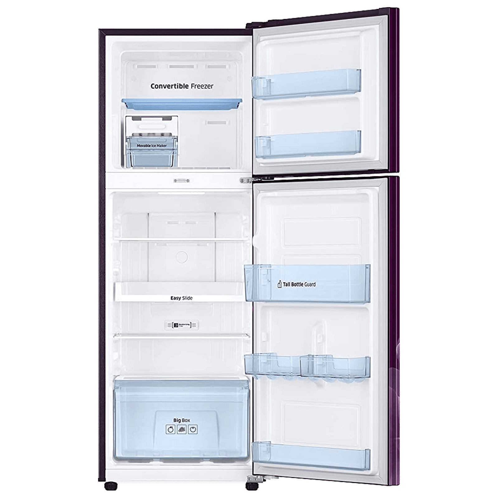 SAMSUNG 253 Litres 2 Star Frost Free Double Door Convertible Refrigerator with Stabilizer Free Operation (RT28T3932CR/HL, Camellia Purple)_6
