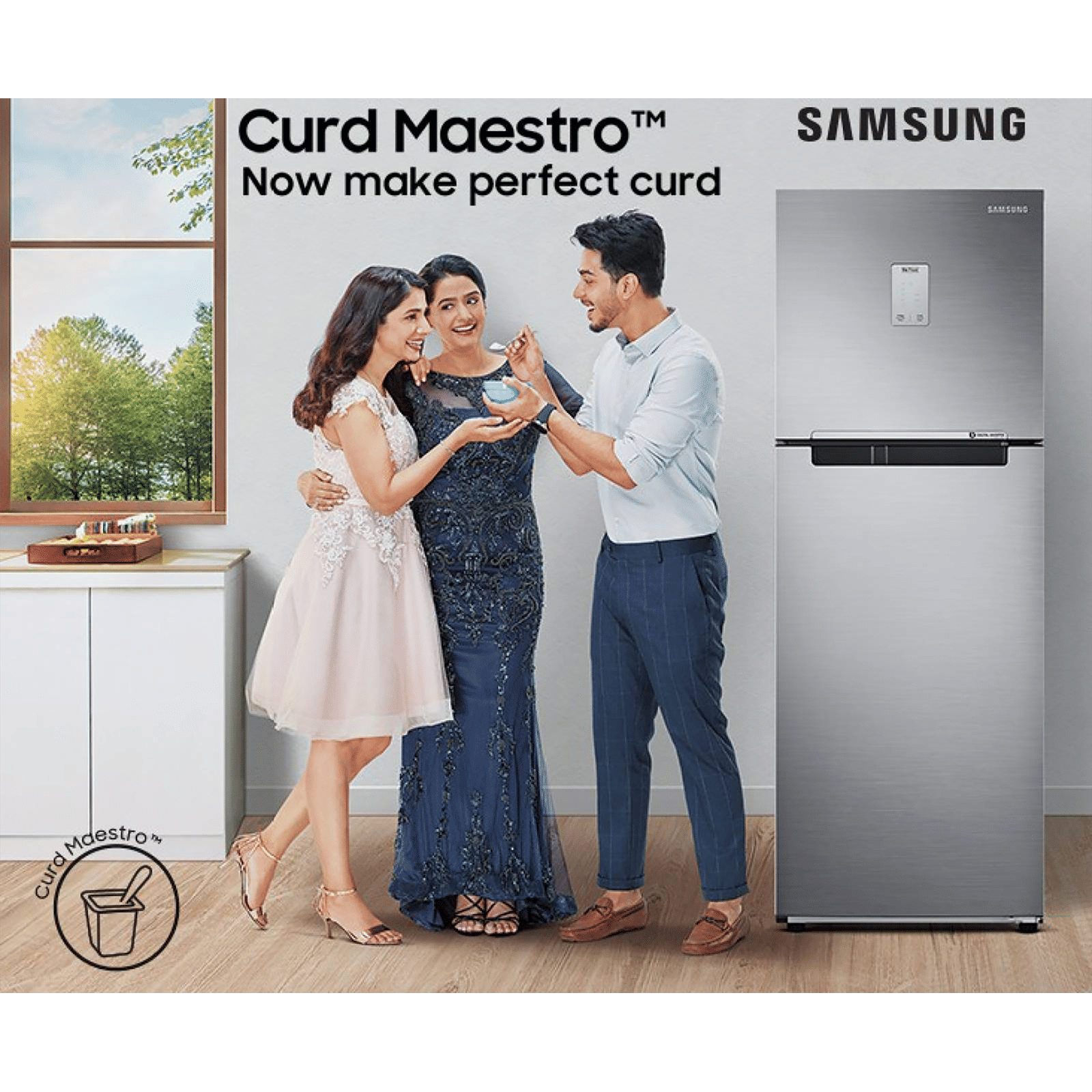 SAMSUNG 386 Litres 2 Star Frost Free Double Door Convertible Refrigerator with Curd Maestro (RT39T5C38S9/TL, Refined Inox)_12