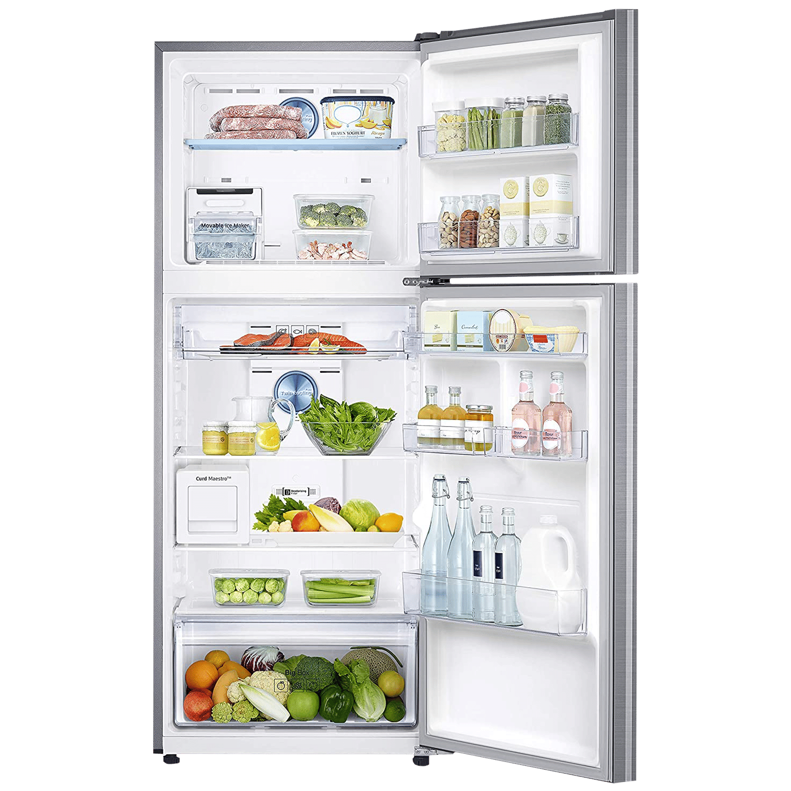 SAMSUNG 386 Litres 2 Star Frost Free Double Door Convertible Refrigerator with Curd Maestro (RT39T5C38S9/TL, Refined Inox)_5