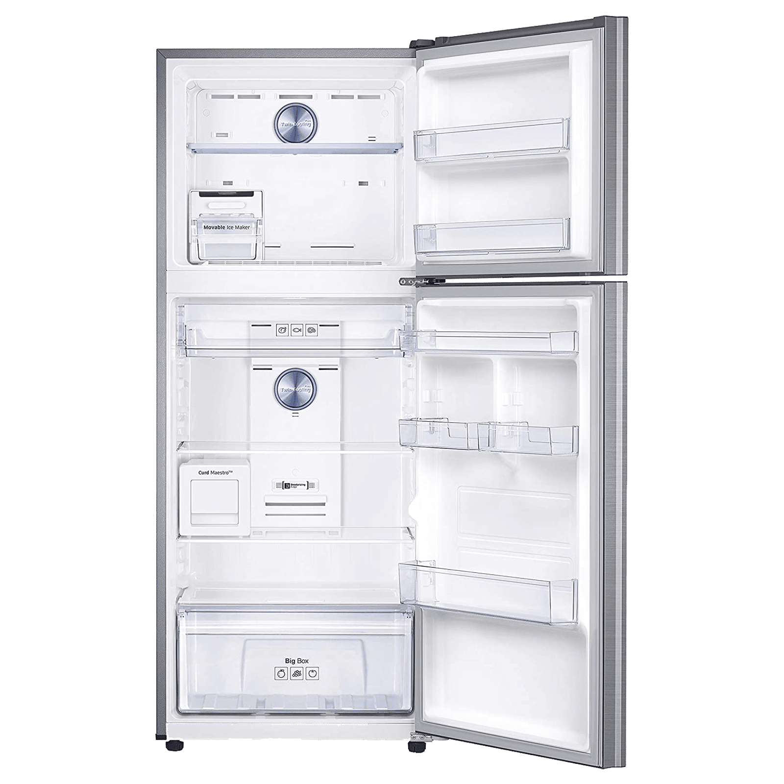 SAMSUNG 386 Litres 2 Star Frost Free Double Door Convertible Refrigerator with Curd Maestro (RT39T5C38S9/TL, Refined Inox)_6