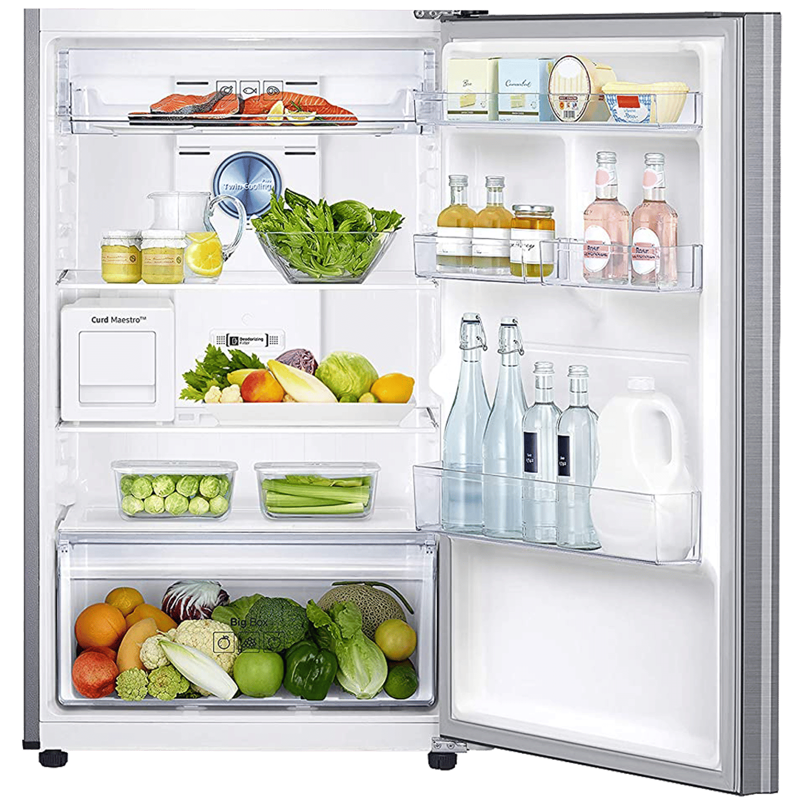 SAMSUNG 386 Litres 2 Star Frost Free Double Door Convertible Refrigerator with Curd Maestro (RT39T5C38S9/TL, Refined Inox)_7