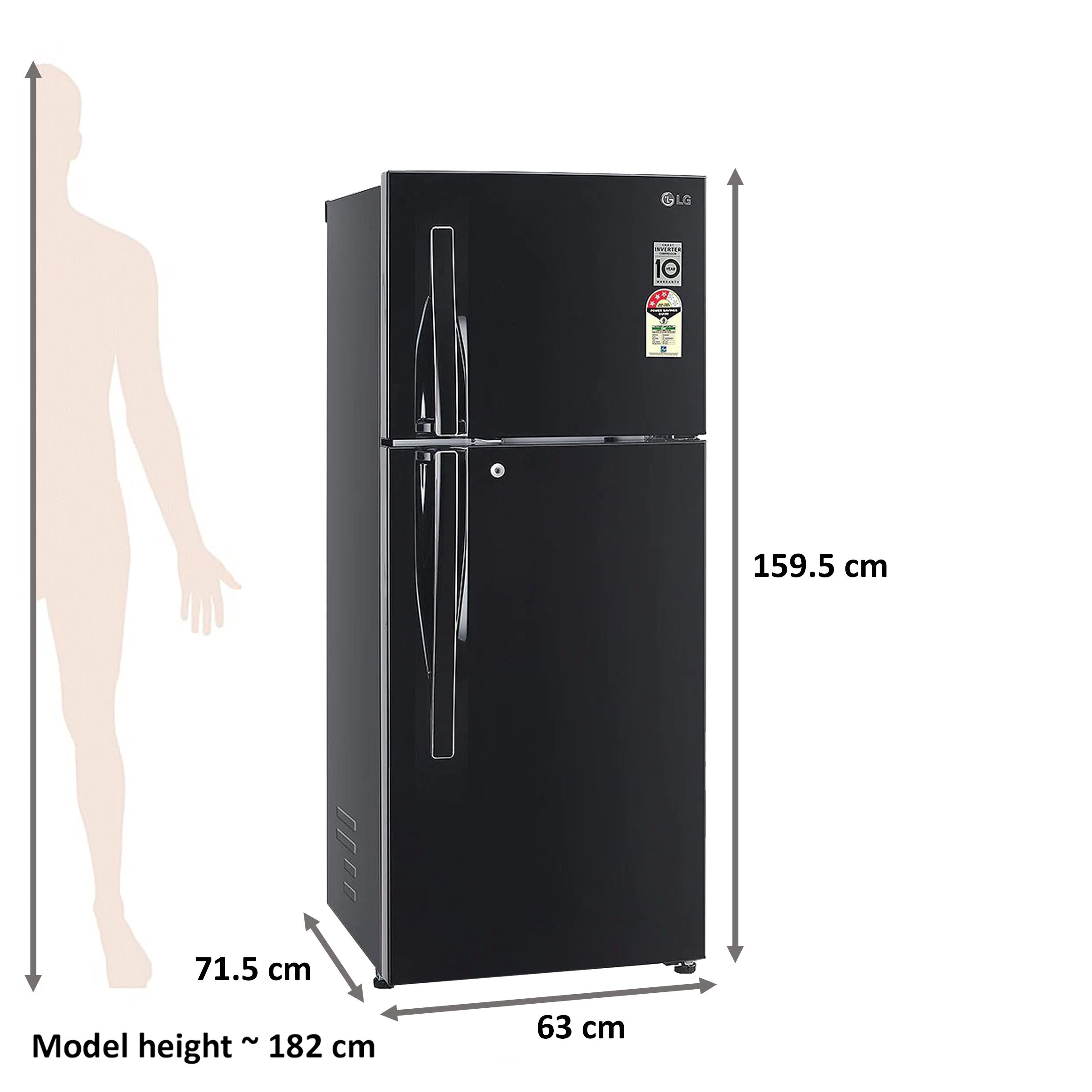 LG 240 Litres 3 Star Frost Free Double Door Refrigerator with Multi Air Flow System (GL-T292RESX, Ebony Sheen)_2