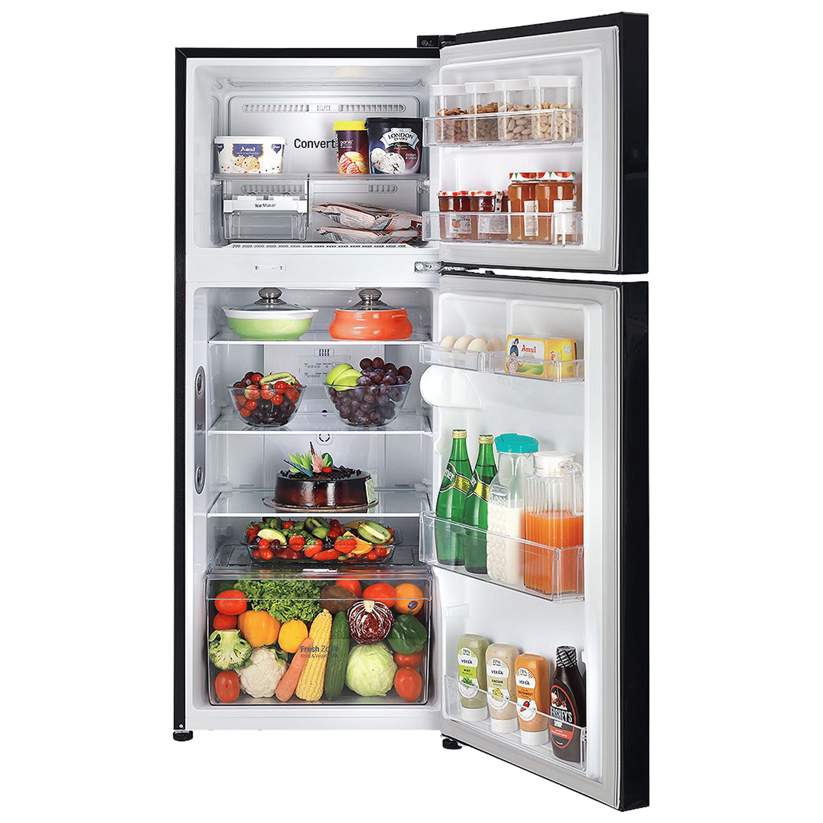 LG 240 Litres 3 Star Frost Free Double Door Refrigerator with Multi Air Flow System (GL-T292RESX, Ebony Sheen)_3