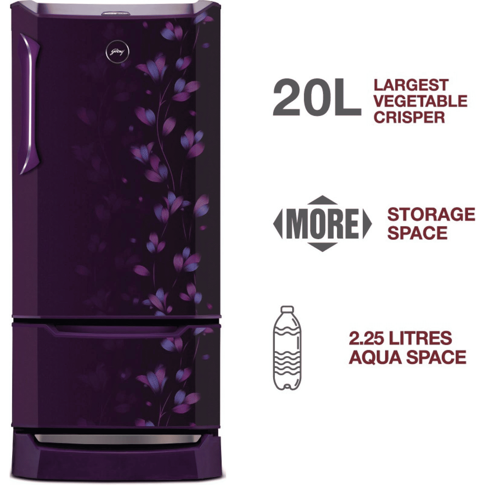 Godrej Edge Duo 255 Litres 3 Star Direct Cool Single Door Refrigerator with Duo Flow Technology (RD EDGE DUO 270C 33 TDI, Jade Purple)_15
