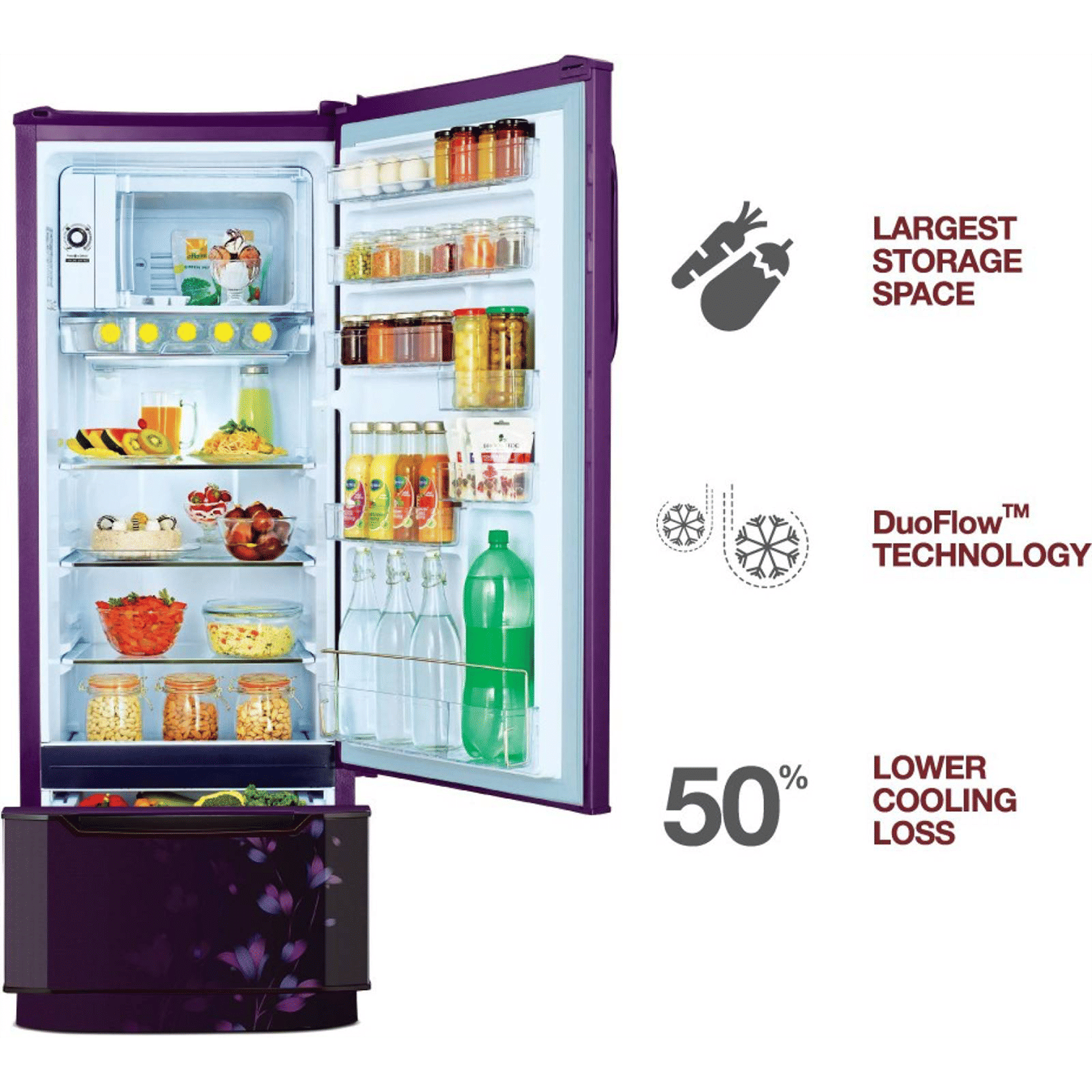 Godrej Edge Duo 255 Litres 3 Star Direct Cool Single Door Refrigerator with Duo Flow Technology (RD EDGE DUO 270C 33 TDI, Jade Purple)_17