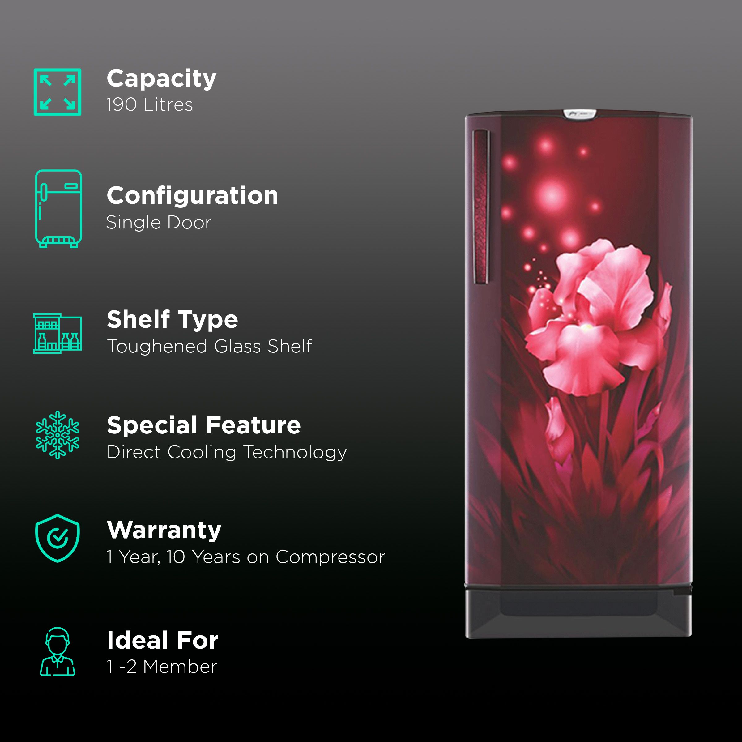 Godrej Edge Pro 190 Litres 4 Star Direct Cool Single Door Refrigerator with Base Stand Drawer (RD EDGE PRO 205D 43 TDI, Aqua Wine) Godrej Edge Pro 190 Litres 4 Star Direct Cool Single Door Refrigerator with Base Stand Drawer (RD EDGE PRO 205D 43 TDI, Aqua Wine)_2