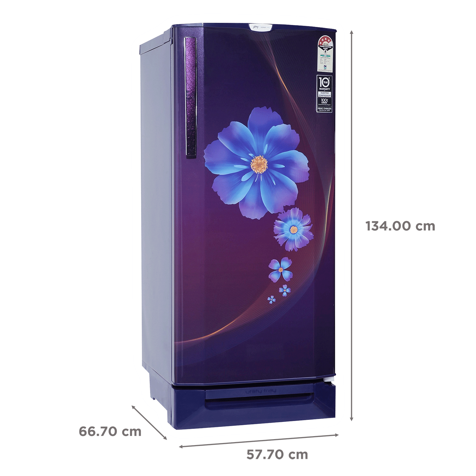 Godrej Edge Pro 210 Litres 4 Star Direct Cool Single Door Refrigerator with Anti Drip Chiller Technology (RD EDGE PRO 225D 43 TDI, Ray Purple) Godrej Edge Pro 210 Litres 4 Star Direct Cool Single Door Refrigerator with Anti Drip Chiller Technology (RD EDGE PRO 225D 43 TDI, Ray Purple)_3