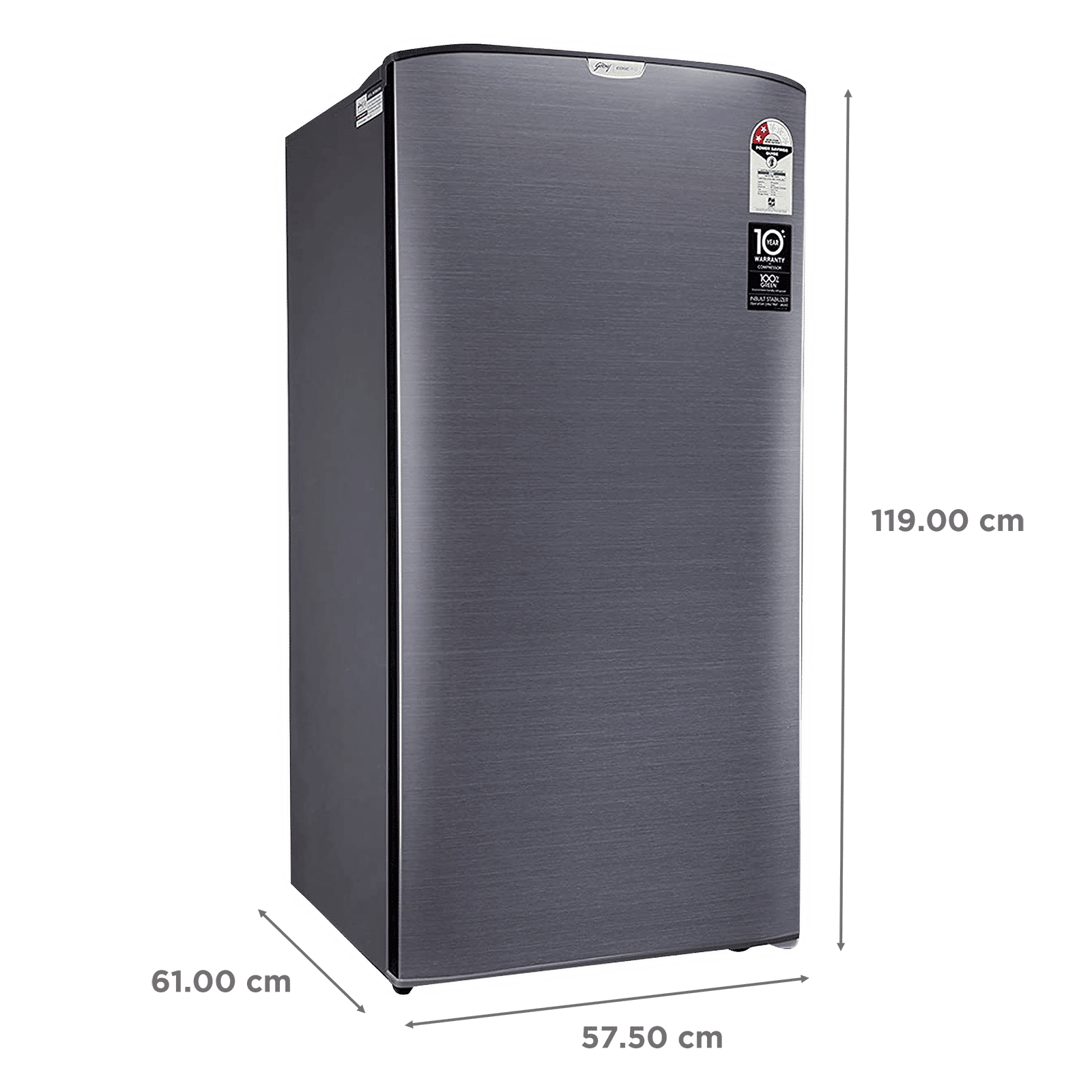 Godrej Edge Rio 192 Litres 2 Star Direct Cool Single Door Refrigerator with Turbo Cooling Technology (RD EDGE RIO 207B 23 TRF, Jet Steel)_3
