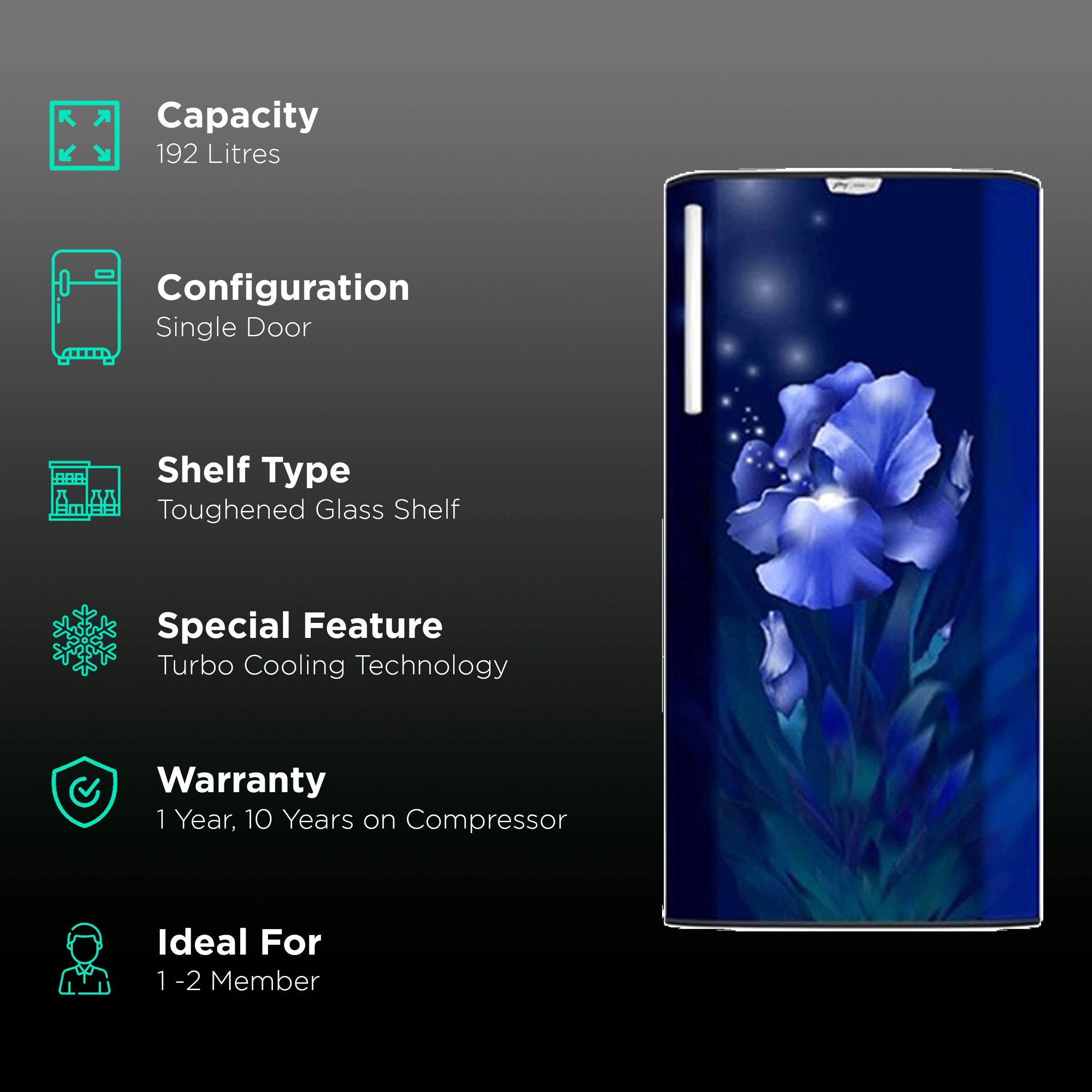 Godrej Edge Rio 192 Litres 4 Star Direct Cool Single Door Refrigerator with Turbo Cooling Technology (RD EDGE RIO 207D 43 THI, Aqua Blue) Godrej Edge Rio 192 Litres 4 Star Direct Cool Single Door Refrigerator with Turbo Cooling Technology (RD EDGE RIO 207D 43 THI, Aqua Blue)_2