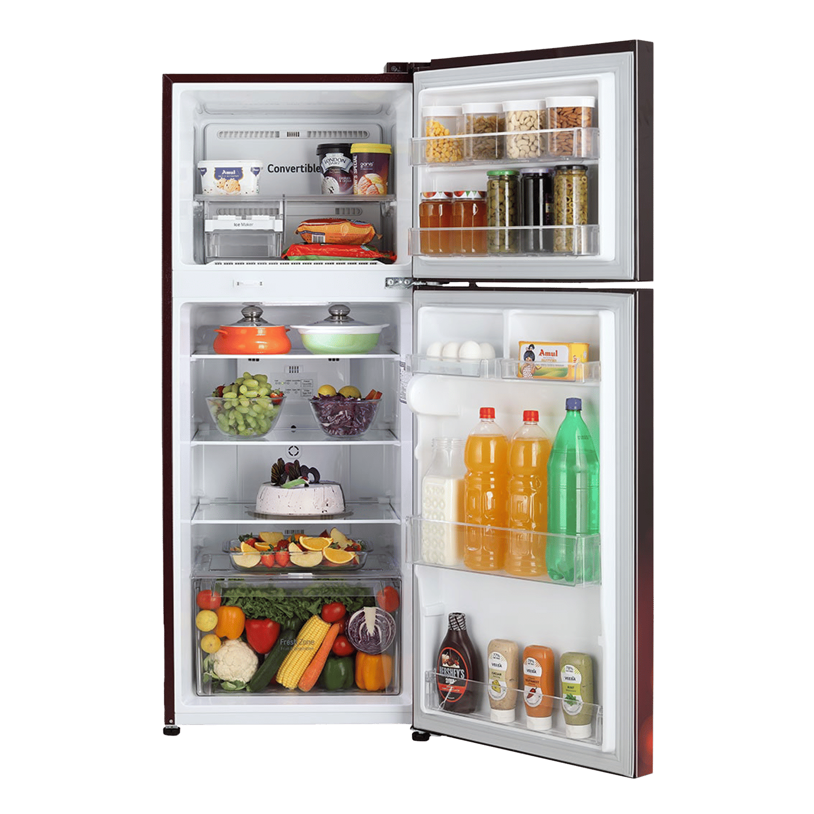 LG 240 Litres 2 Star Frost Free Double Door Convertible Refrigerator with Multi Air Flow System (GL-S292RSCY, Scarlet Charm)_5
