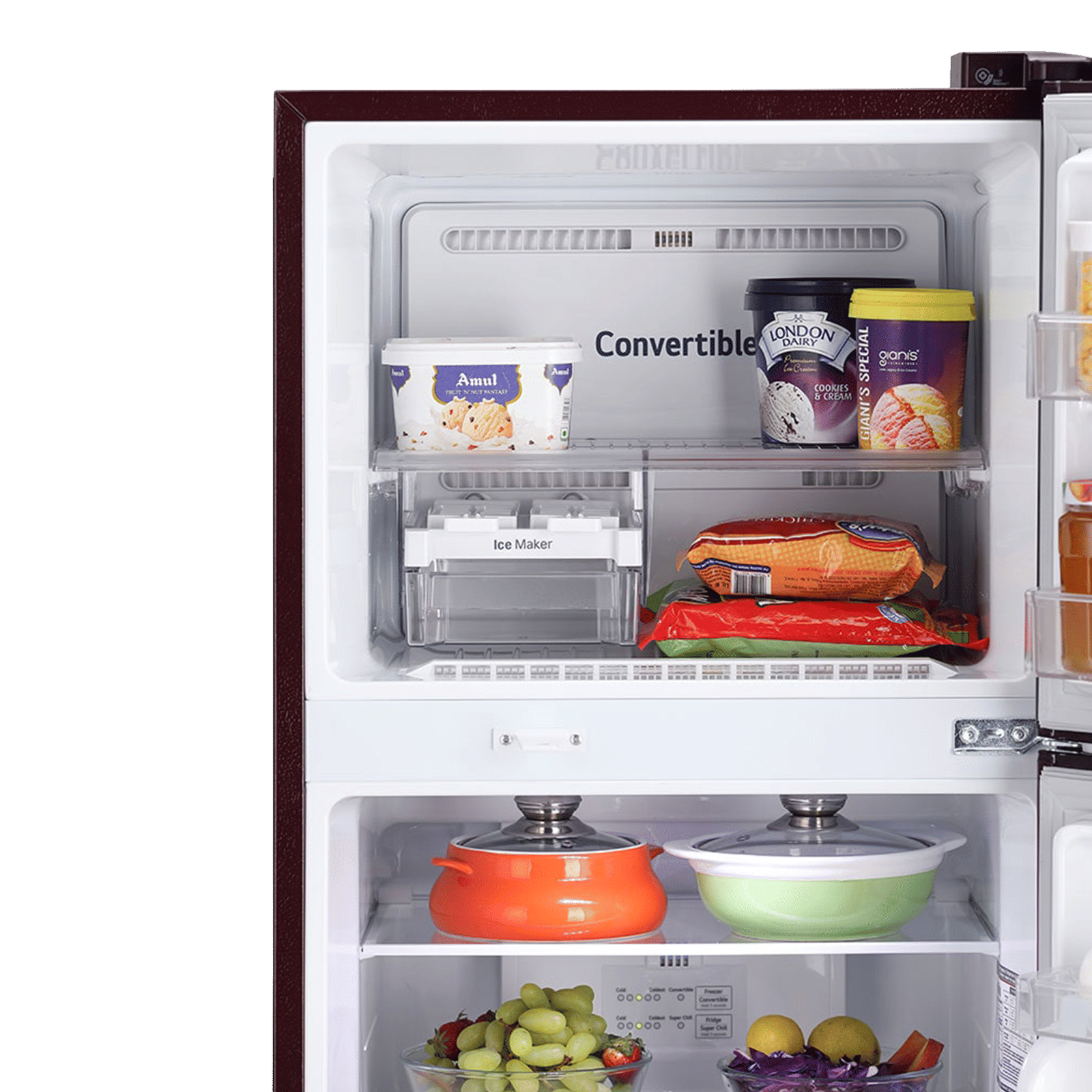 LG 240 Litres 2 Star Frost Free Double Door Convertible Refrigerator with Multi Air Flow System (GL-S292RSCY, Scarlet Charm)_7