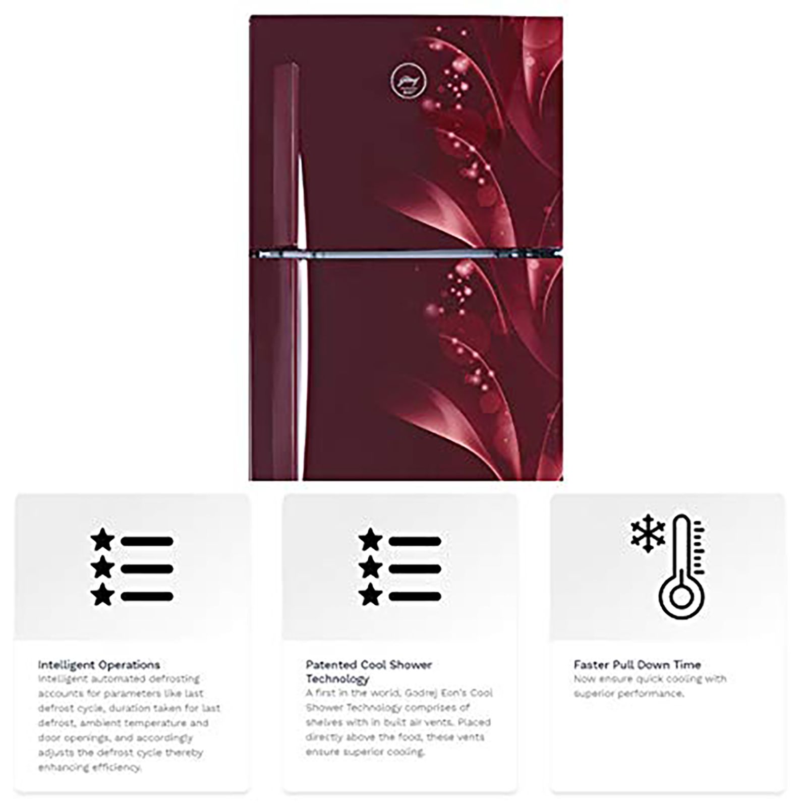 Godrej Eon Vibe 290 Litres 2 Star Frost Free Double Door Convertible Refrigerator with Cool Shower Technology (RT EON VIBE 306B 25 HCF, Silky Wine) Godrej Eon Vibe 290 Litres 2 Star Frost Free Double Door Convertible Refrigerator with Cool Shower Technology (RT EON VIBE 306B 25 HCF, Silky Wine)_12
