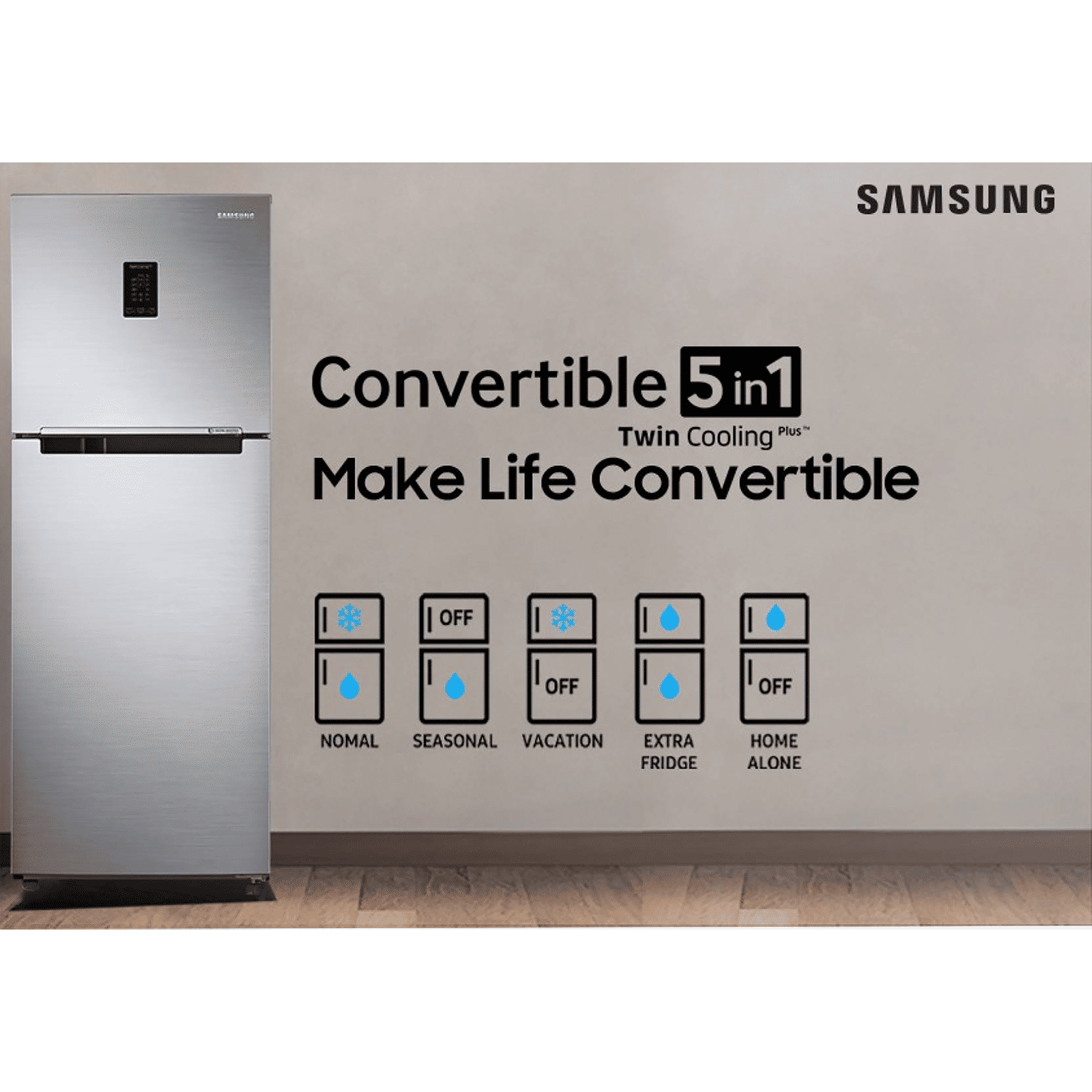 SAMSUNG 394 Litres 2 Star Frost Free Double Door Convertible Refrigerator with Anti-Bacteria Protector (RT39T50382C/TL, Black Glass)_13