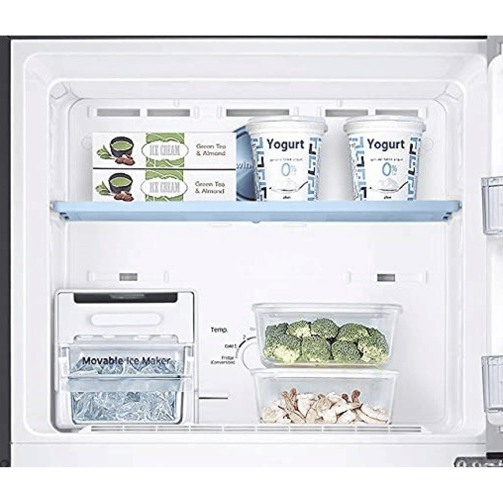 SAMSUNG 394 Litres 2 Star Frost Free Double Door Convertible Refrigerator with Anti-Bacteria Protector (RT39T50382C/TL, Black Glass)_8