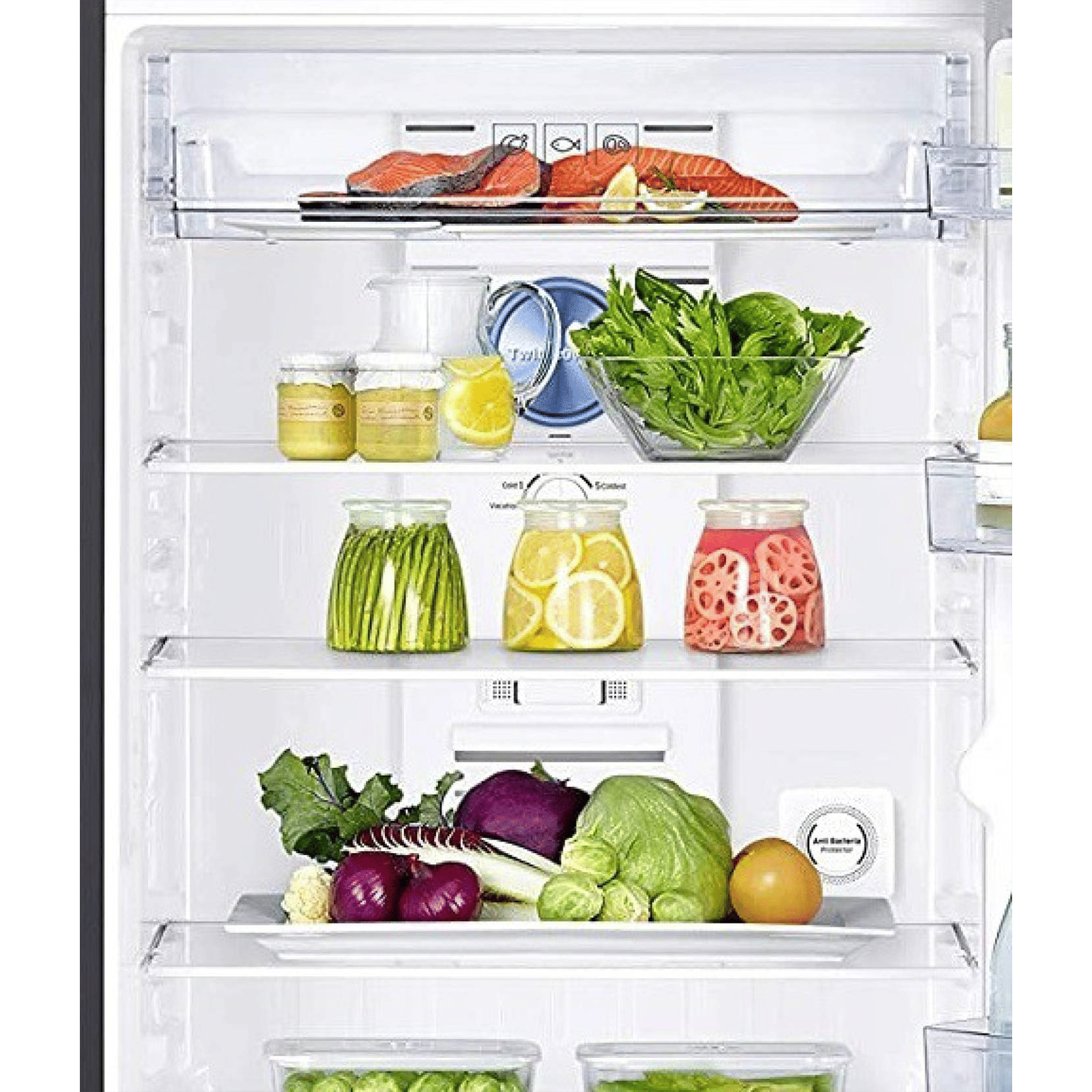 SAMSUNG 415 Litres 2 Star Frost Free Double Door Convertible Refrigerator with Anti-Bacteria Protector (RT42T50682C/TL, Black Glass)_7
