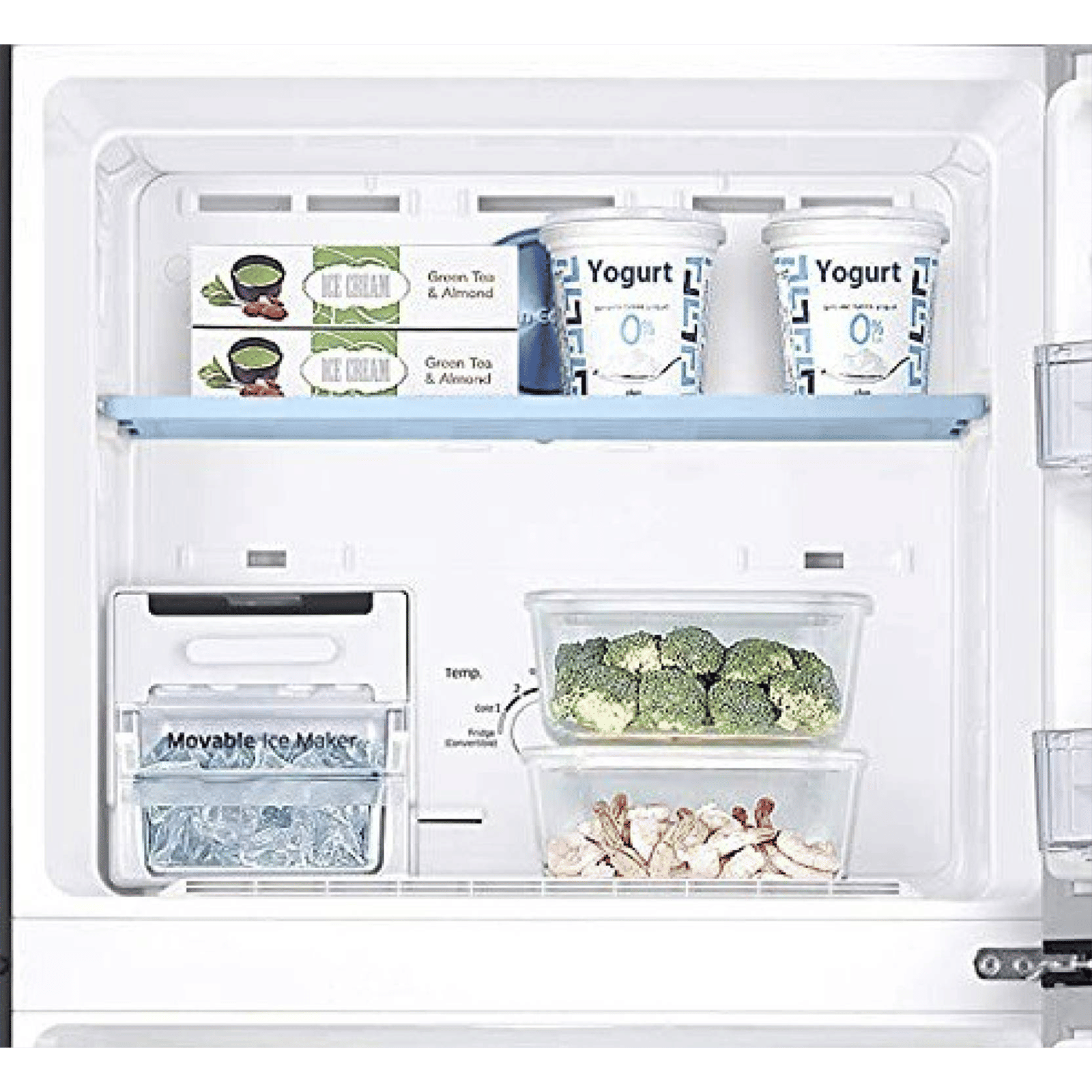 SAMSUNG 415 Litres 2 Star Frost Free Double Door Convertible Refrigerator with Anti-Bacteria Protector (RT42T50682C/TL, Black Glass)_8