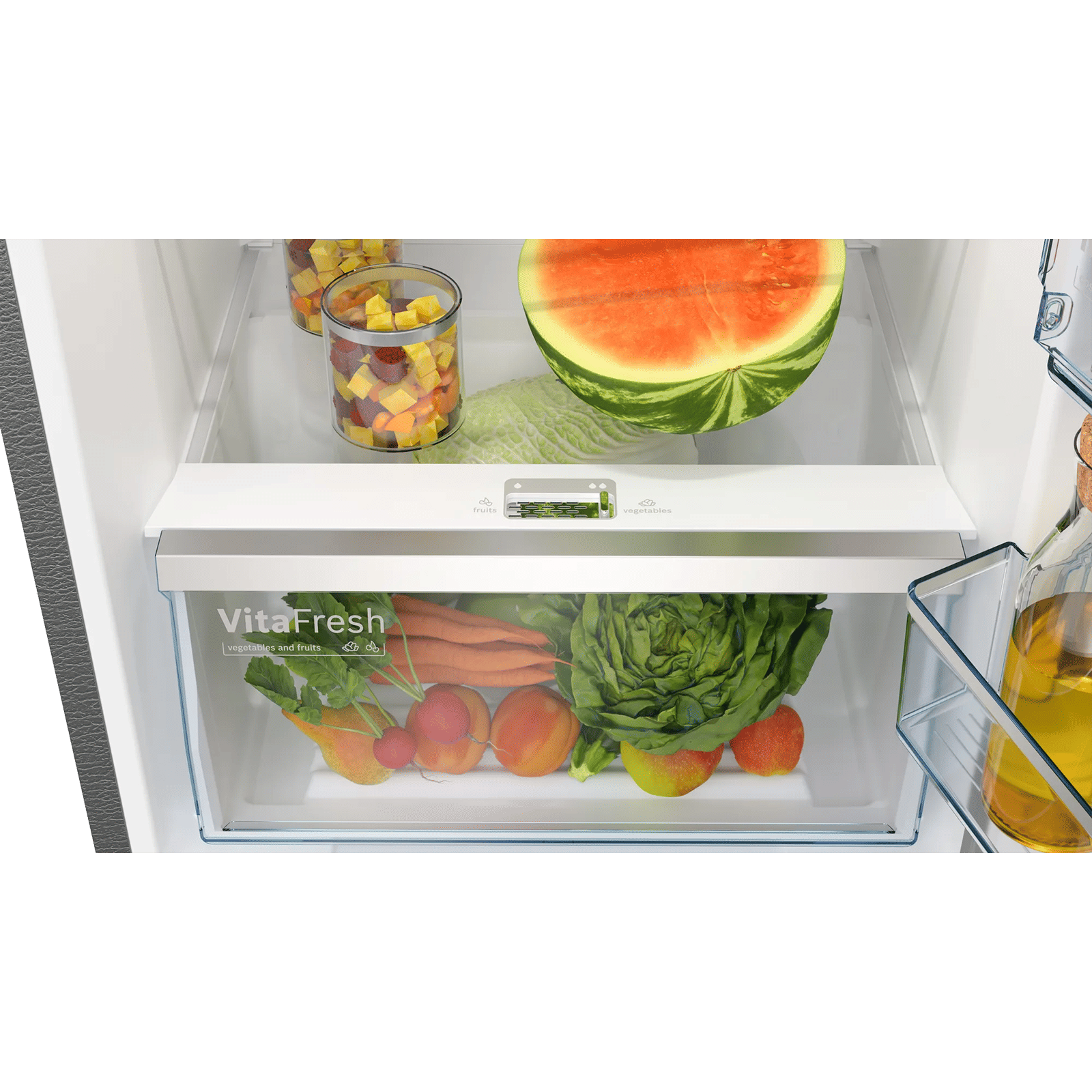 BOSCH Series 4 335 Litres Frost Free Triple Door Convertible Refrigerator with Temperature Display (CMC36K05NI, Smoky Steel)_7