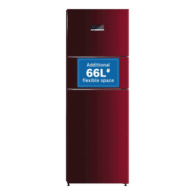 BOSCH Series 4 335 Litres Frost Free Triple Door Convertible Refrigerator with Temperature Display (CMC36WT5NI, Transition Wine)