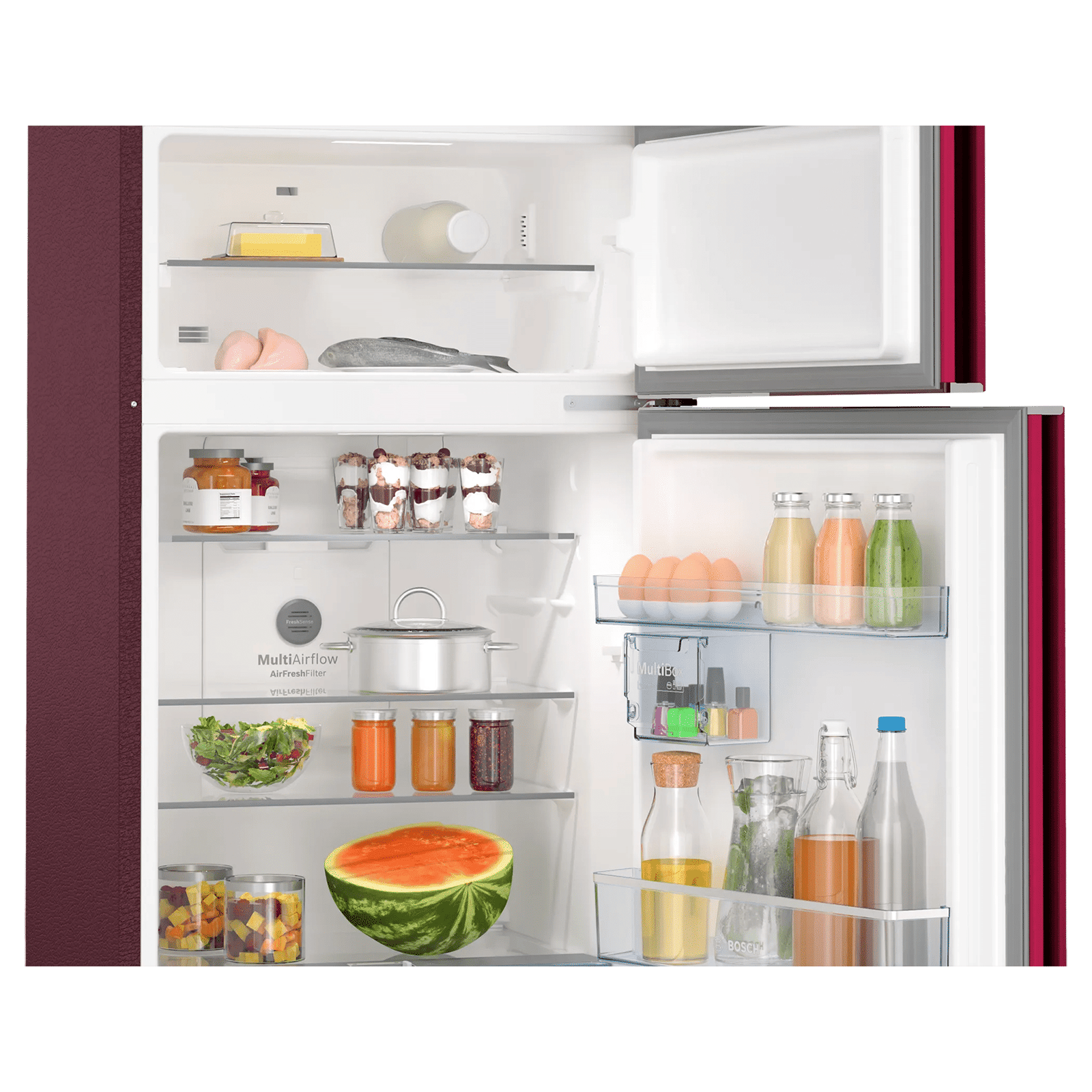 BOSCH Series 4 335 Litres Frost Free Triple Door Convertible Refrigerator with Temperature Display (CMC36WT5NI, Transition Wine)_8