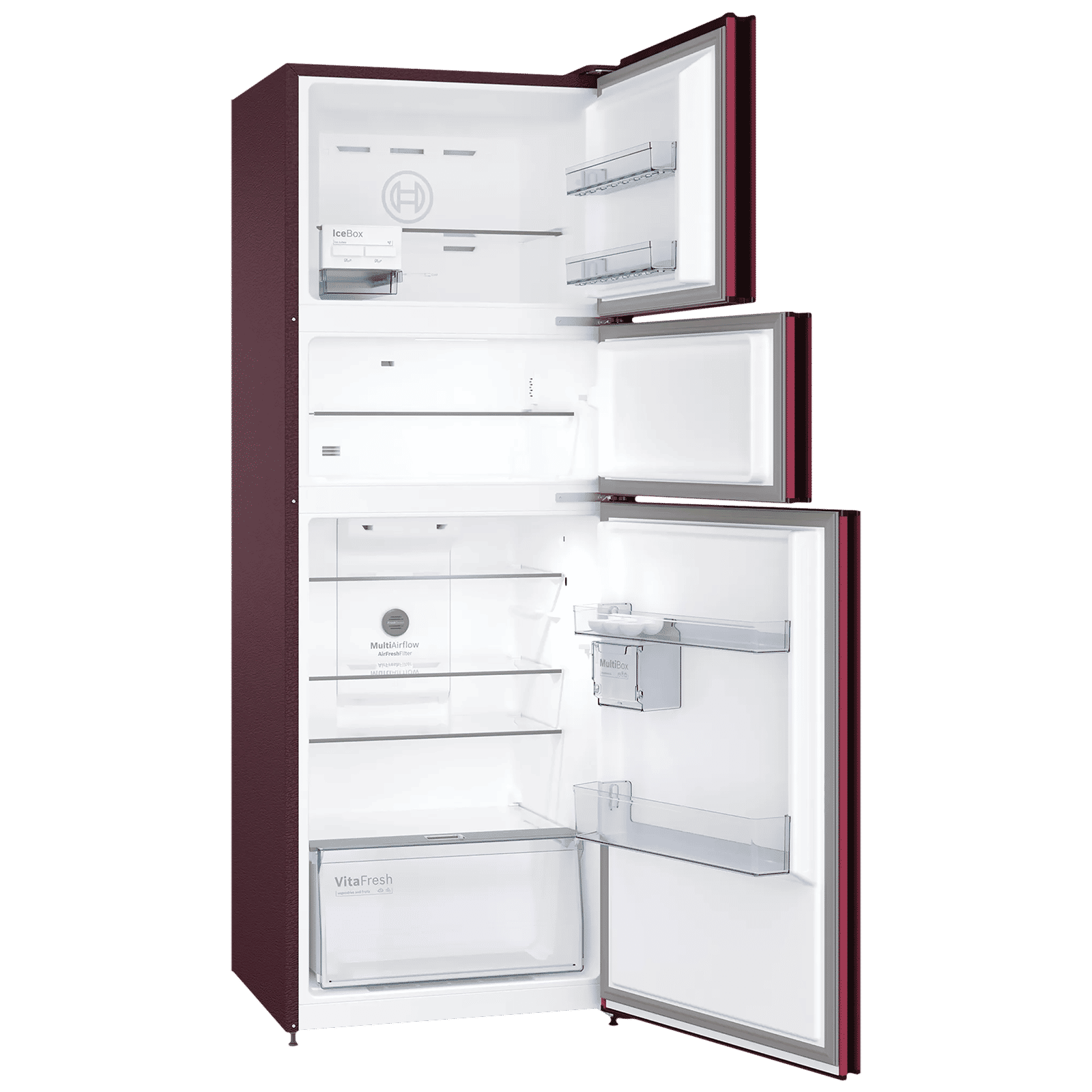 BOSCH Series 4 335 Litres Frost Free Triple Door Convertible Refrigerator with Temperature Display (CMC36WT5NI, Transition Wine)_5