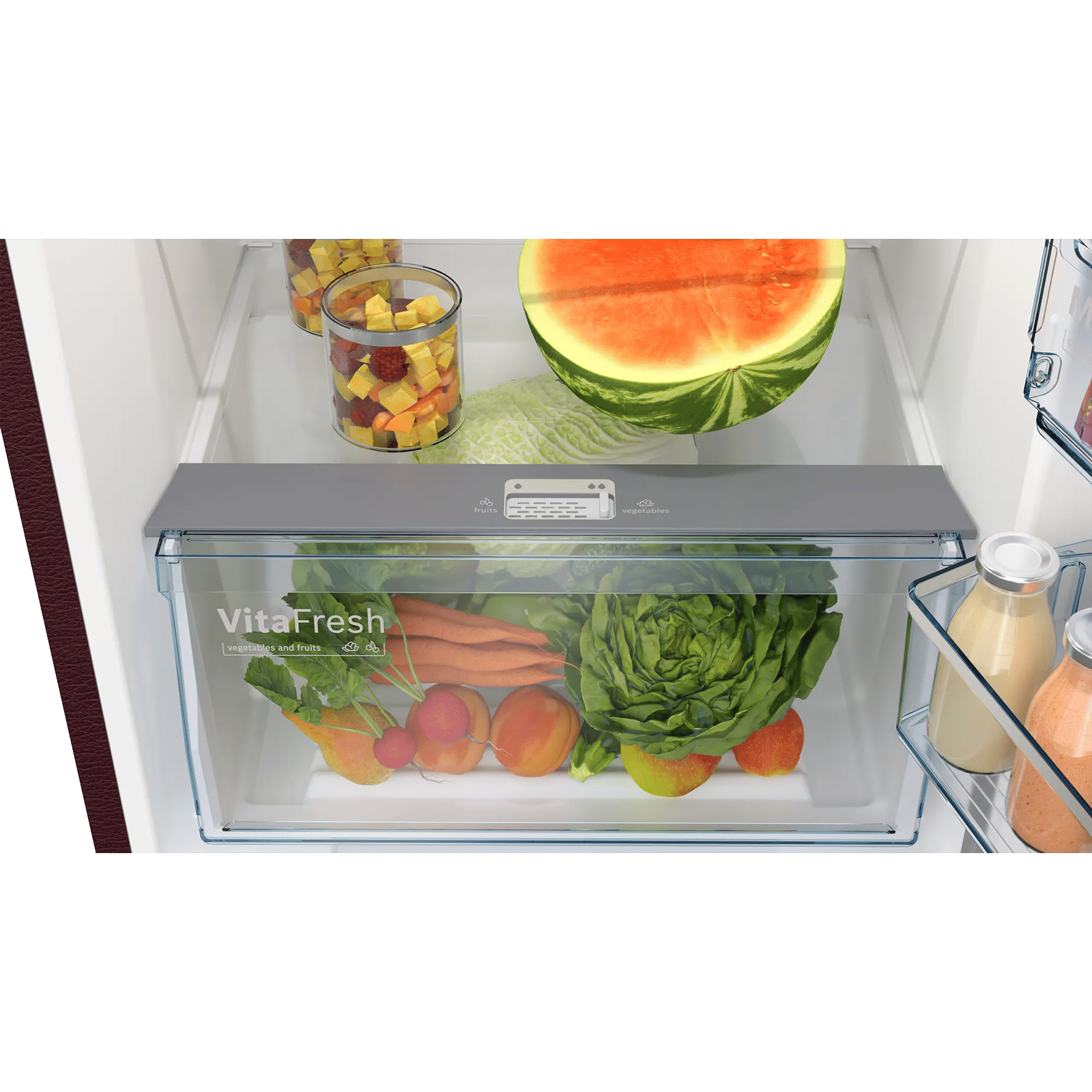 BOSCH Series 4 303 Litres Frost Free Triple Door Convertible Refrigerator with Temperature Display (CMC33WT5NI, Transition Wine)_9