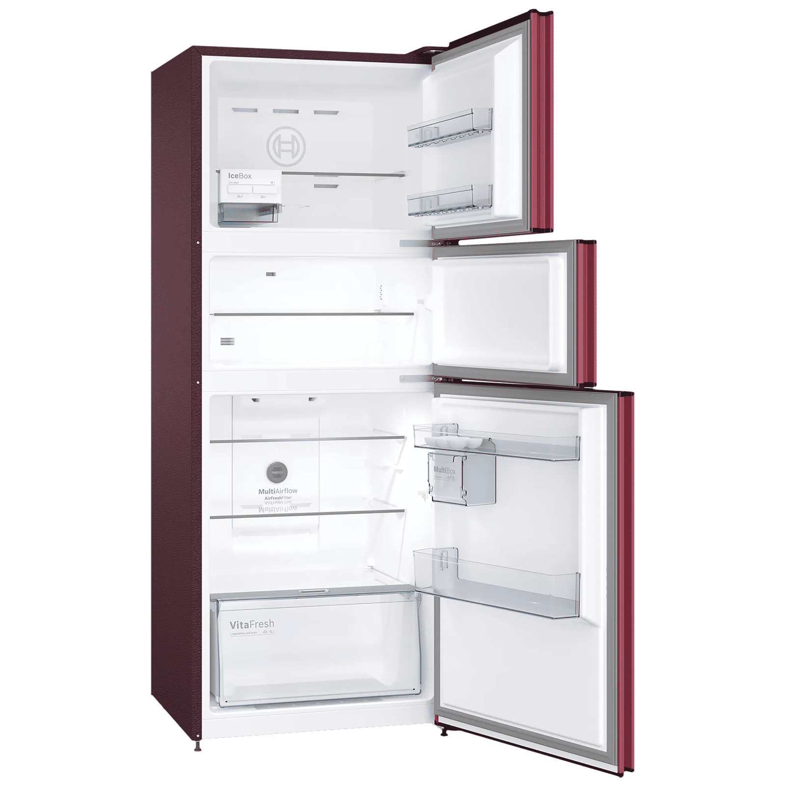 BOSCH Series 4 303 Litres Frost Free Triple Door Convertible Refrigerator with Temperature Display (CMC33WT5NI, Transition Wine)_5