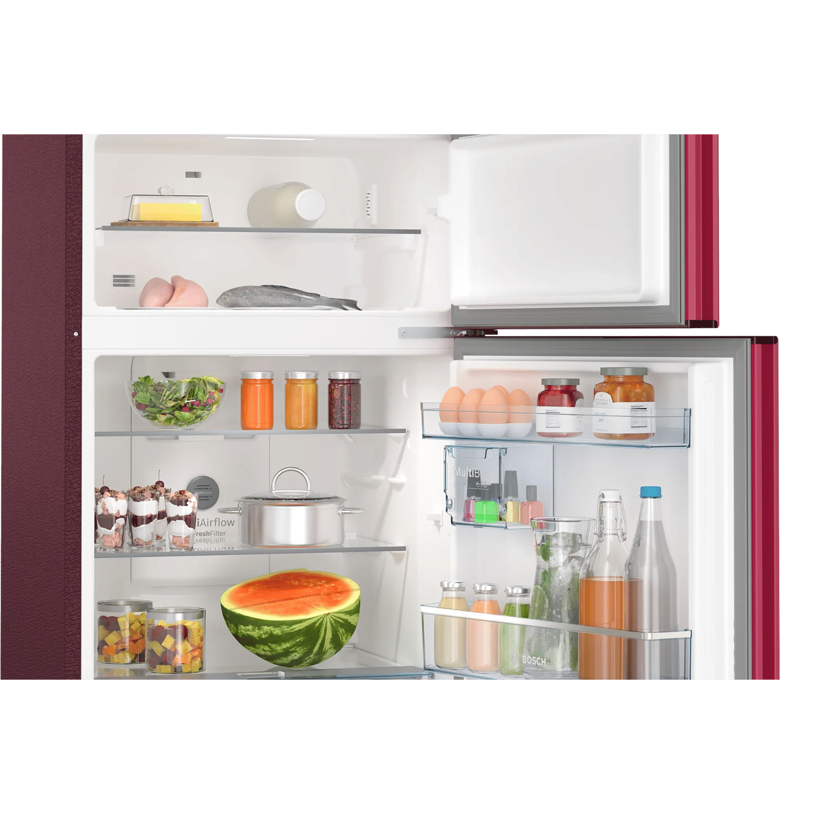 BOSCH Series 4 303 Litres Frost Free Triple Door Convertible Refrigerator with Temperature Display (CMC33WT5NI, Transition Wine)_6