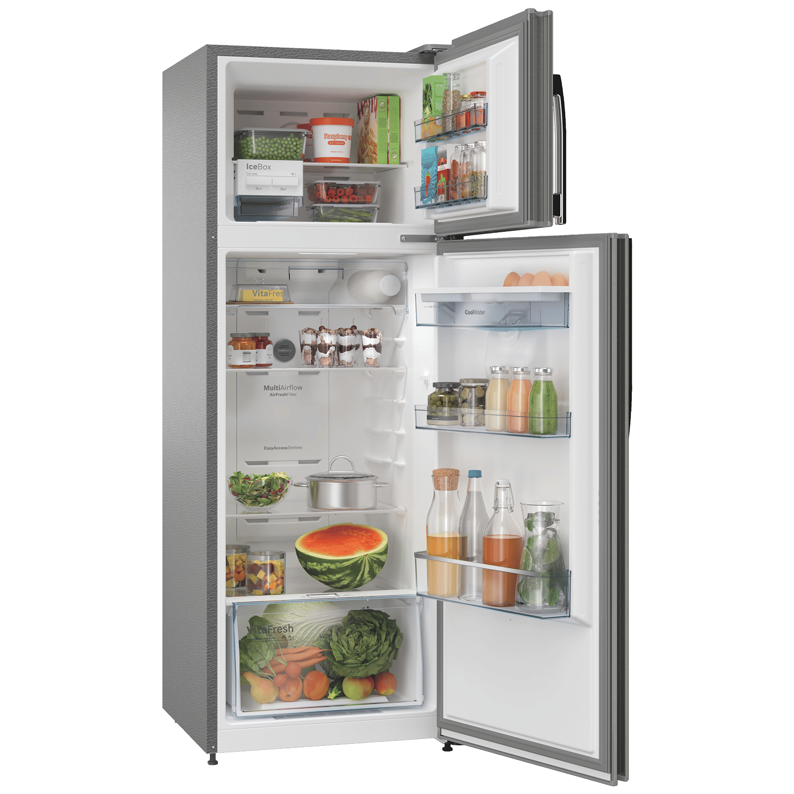 BOSCH Series 4 290 Litres 4 Star Frost Free Double Door Convertible Refrigerator with Water Dispenser (CTC29S04DI, Shiney Silver)_5