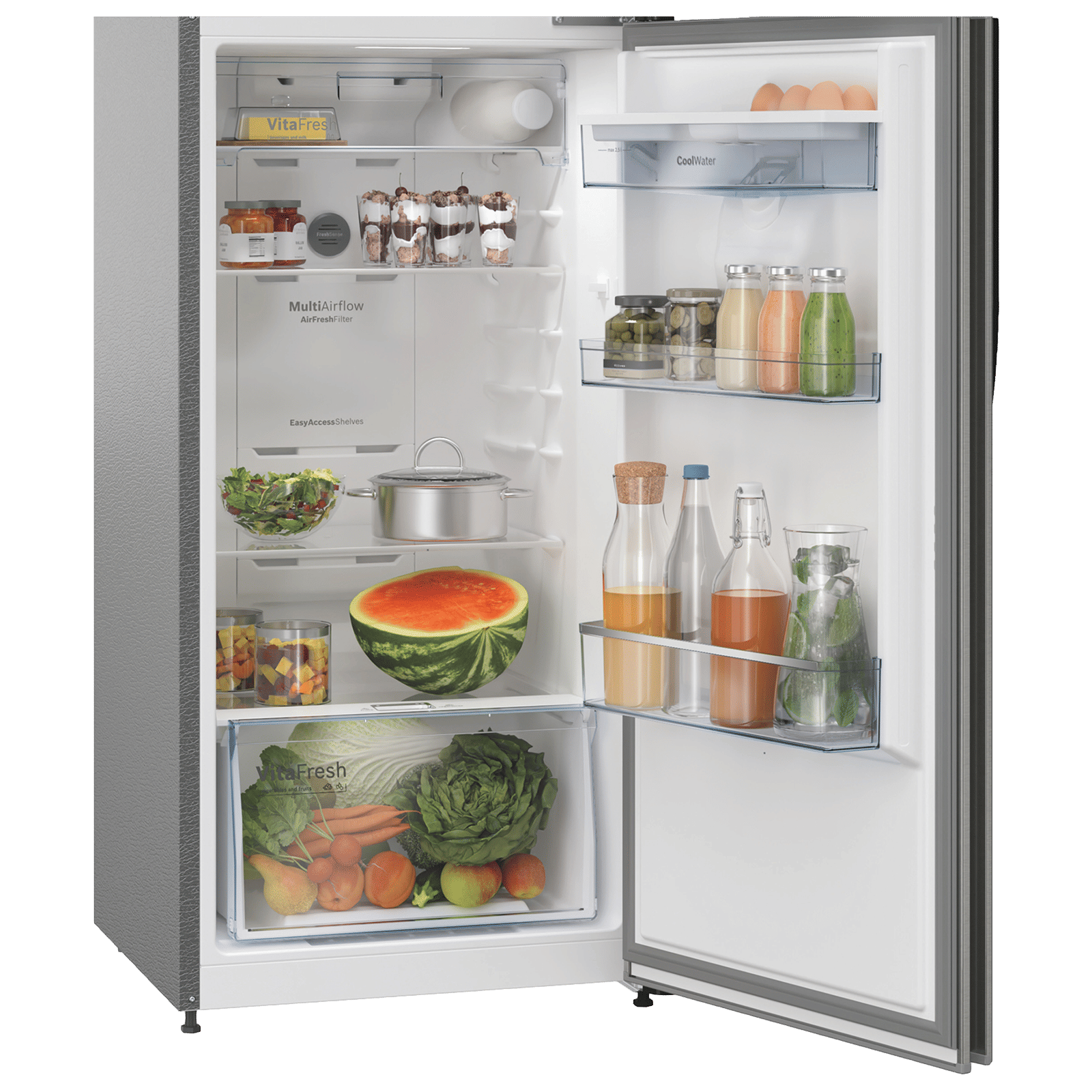 BOSCH Series 4 290 Litres 4 Star Frost Free Double Door Convertible Refrigerator with Water Dispenser (CTC29S04DI, Shiney Silver)_7