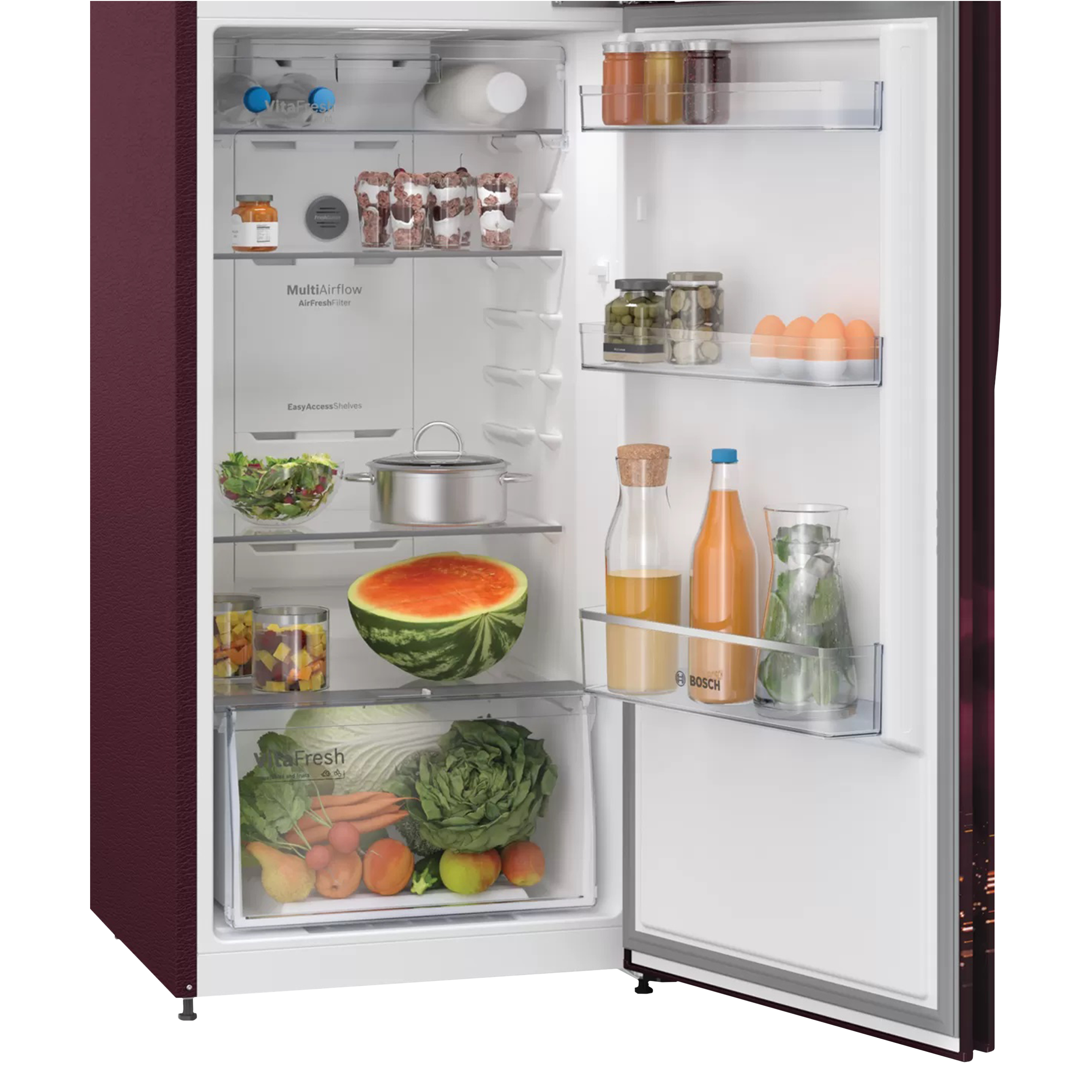 BOSCH Series 4 290 Litres 4 Star Frost Free Double Door Convertible Refrigerator with Temperature Display (CTC29W24EI, Sevian Wine)_8